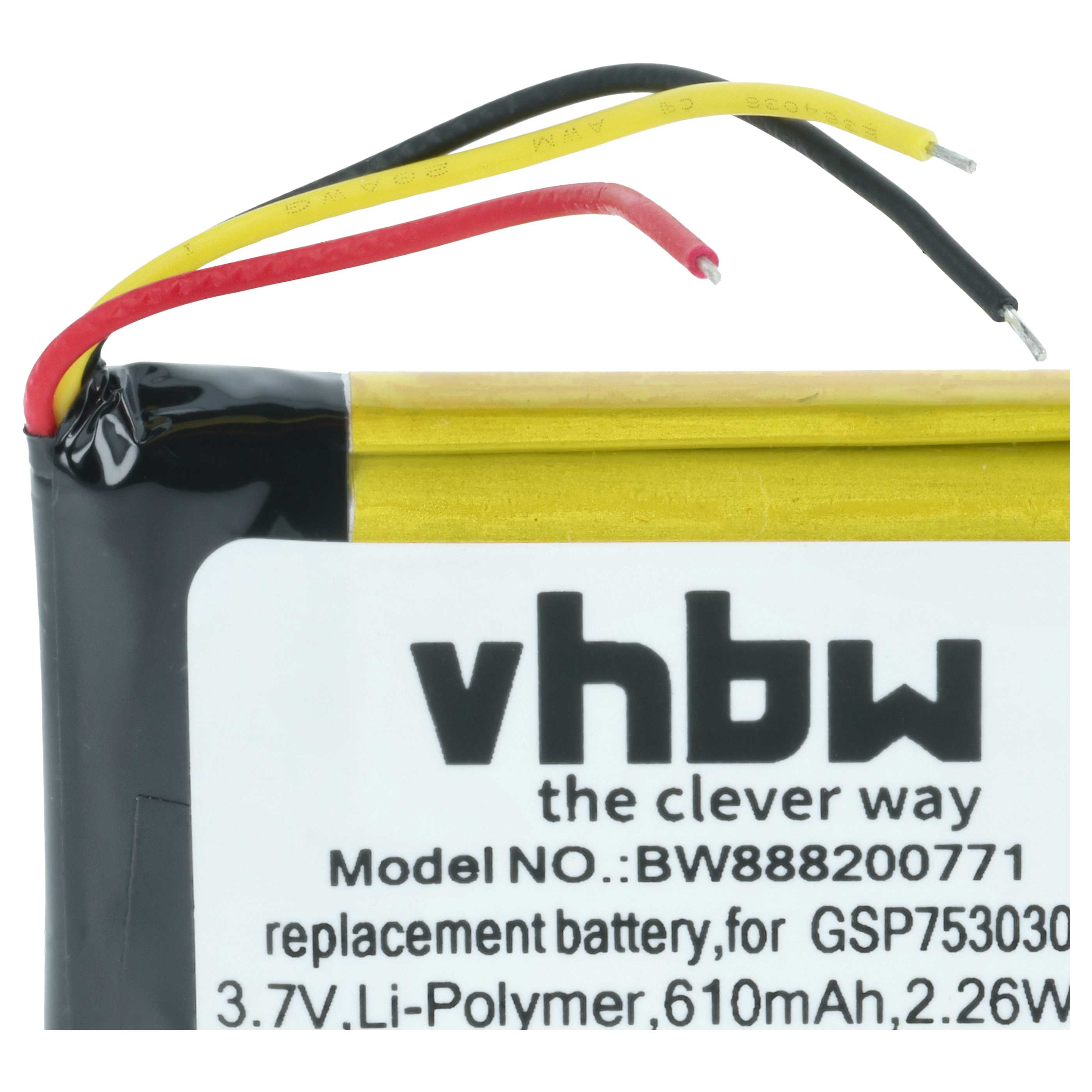 Batteria sostituisce JBL GSP753030, 633331 per auricolari cuffie - 610mAh 3,7V Li-Poly