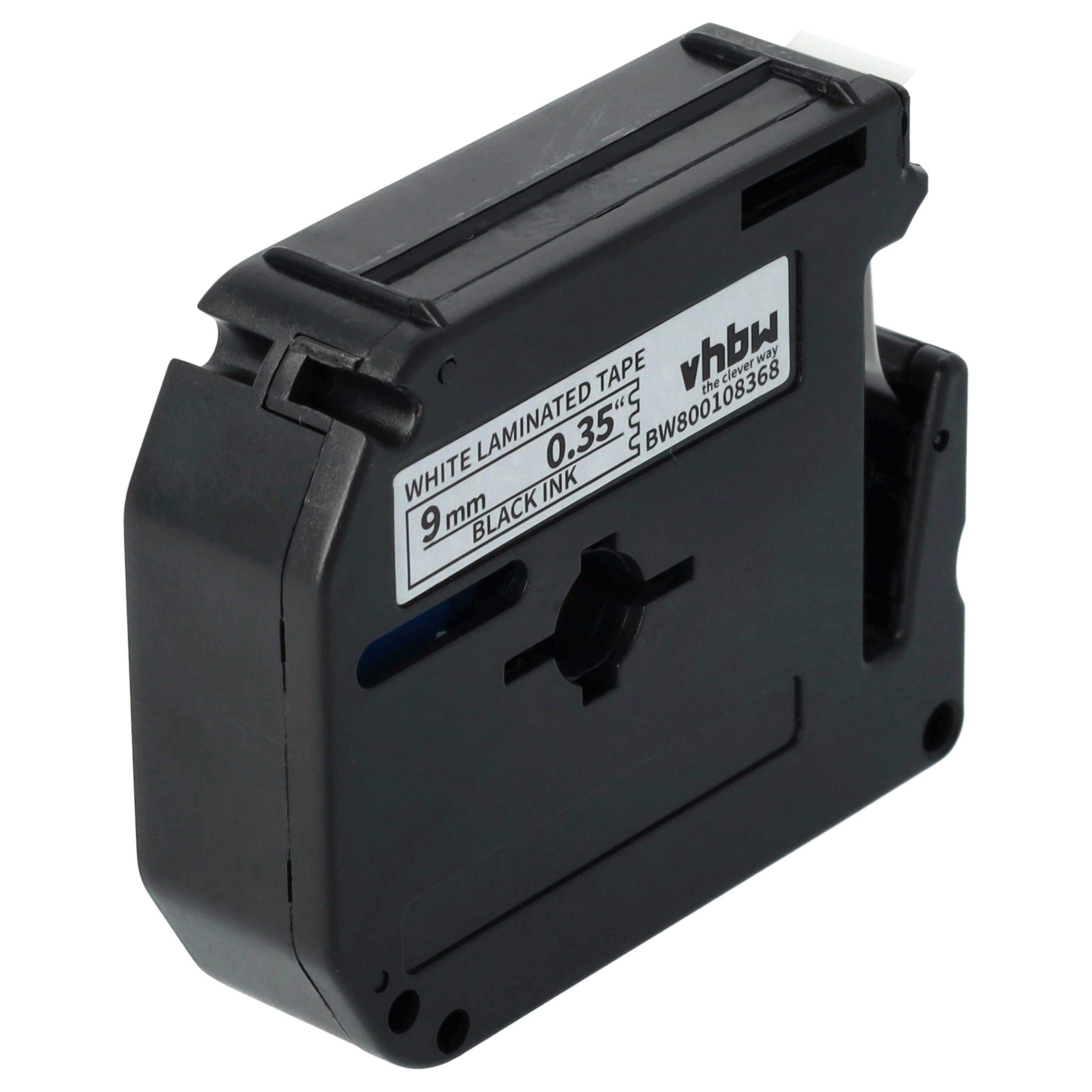 2x Label Tape replaces Brother M-K221 - 9 mm Black to White