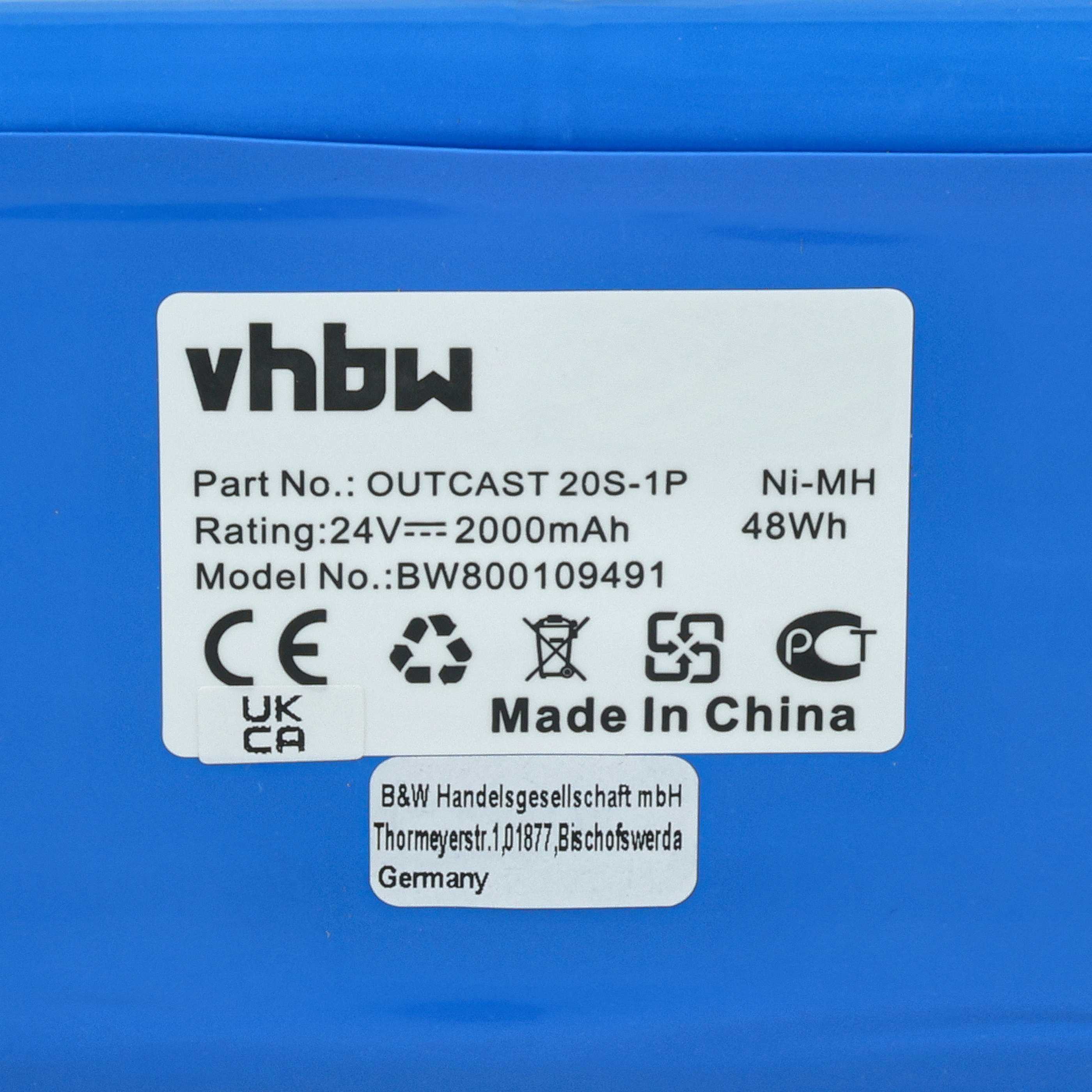 Battery replaces Outcast 20S-1P for Soundcast Loudspeaker - NiMH 2000 mAh