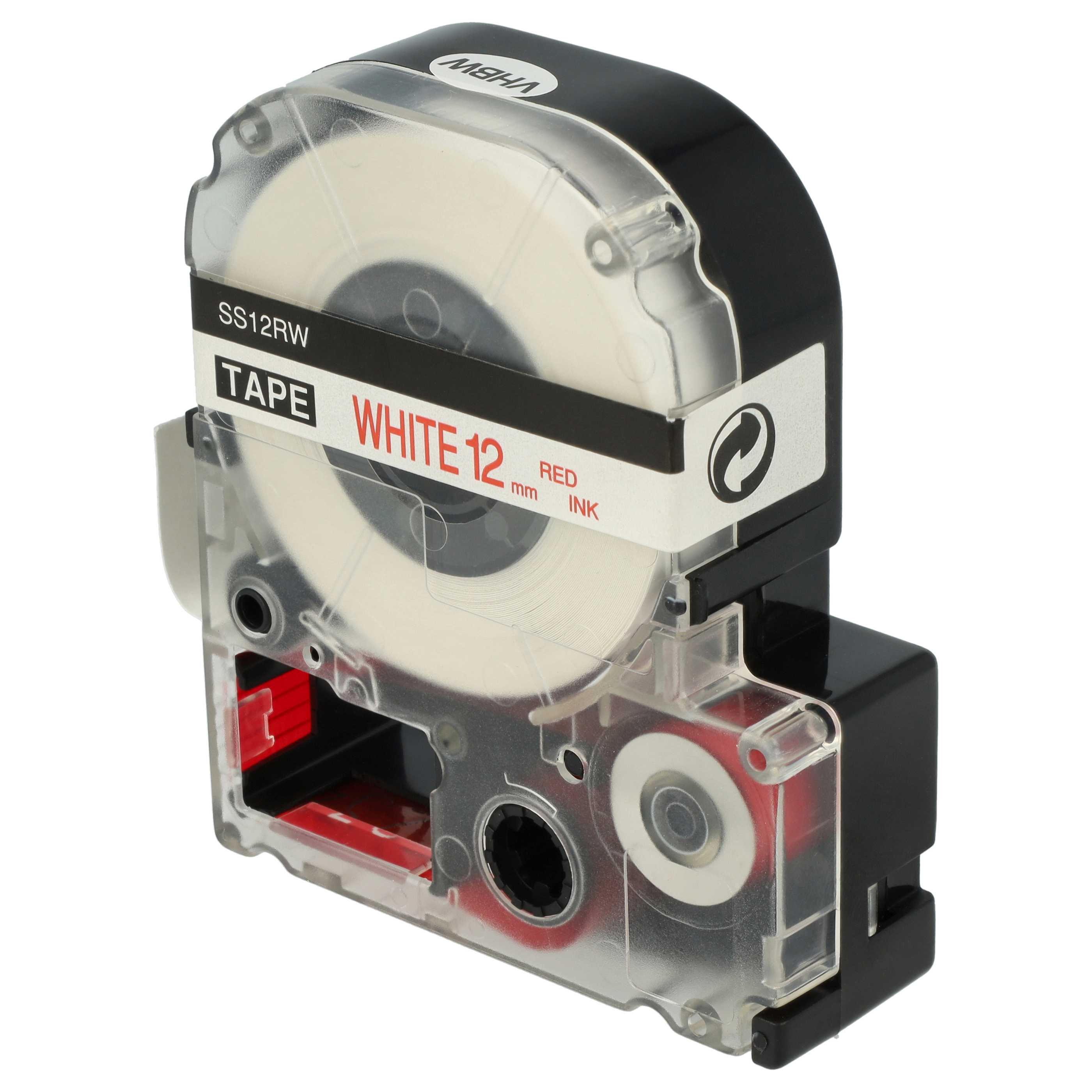 Label Tape replaces Epson LC-4WRN - 12 mm Red to White