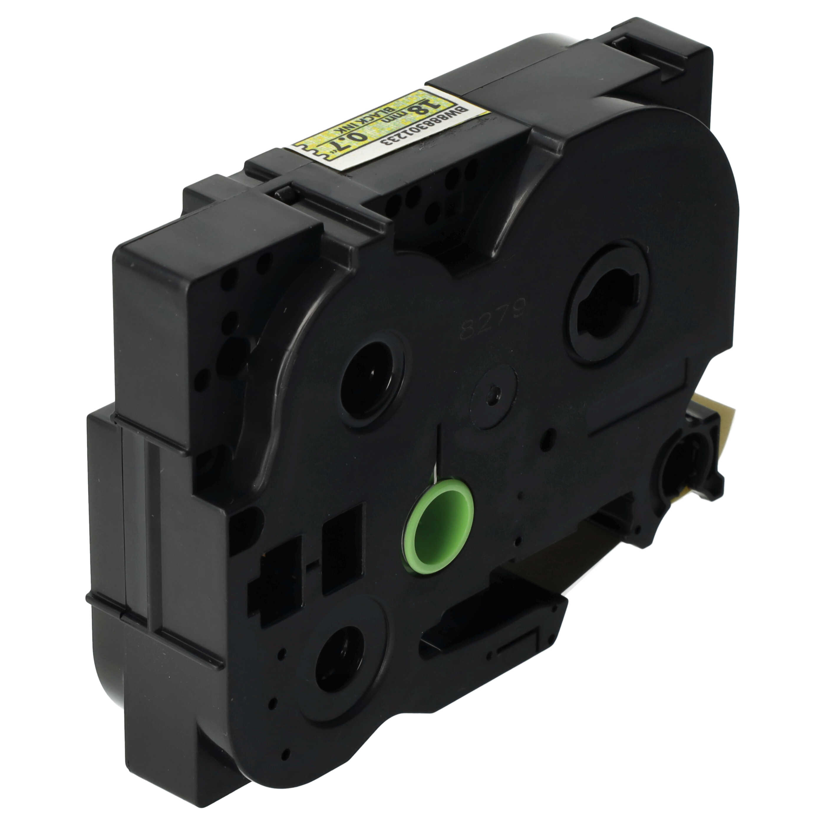 Label Tape replaces Brother TZE-641L1 - 18 mm Black to Yellow (Glitter)