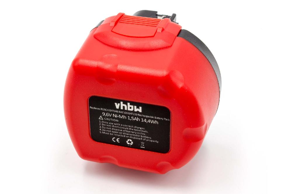 Batería reemplaza Bosch BAT048 para herramienta - 1500 mAh, 9,6 V, NiMH