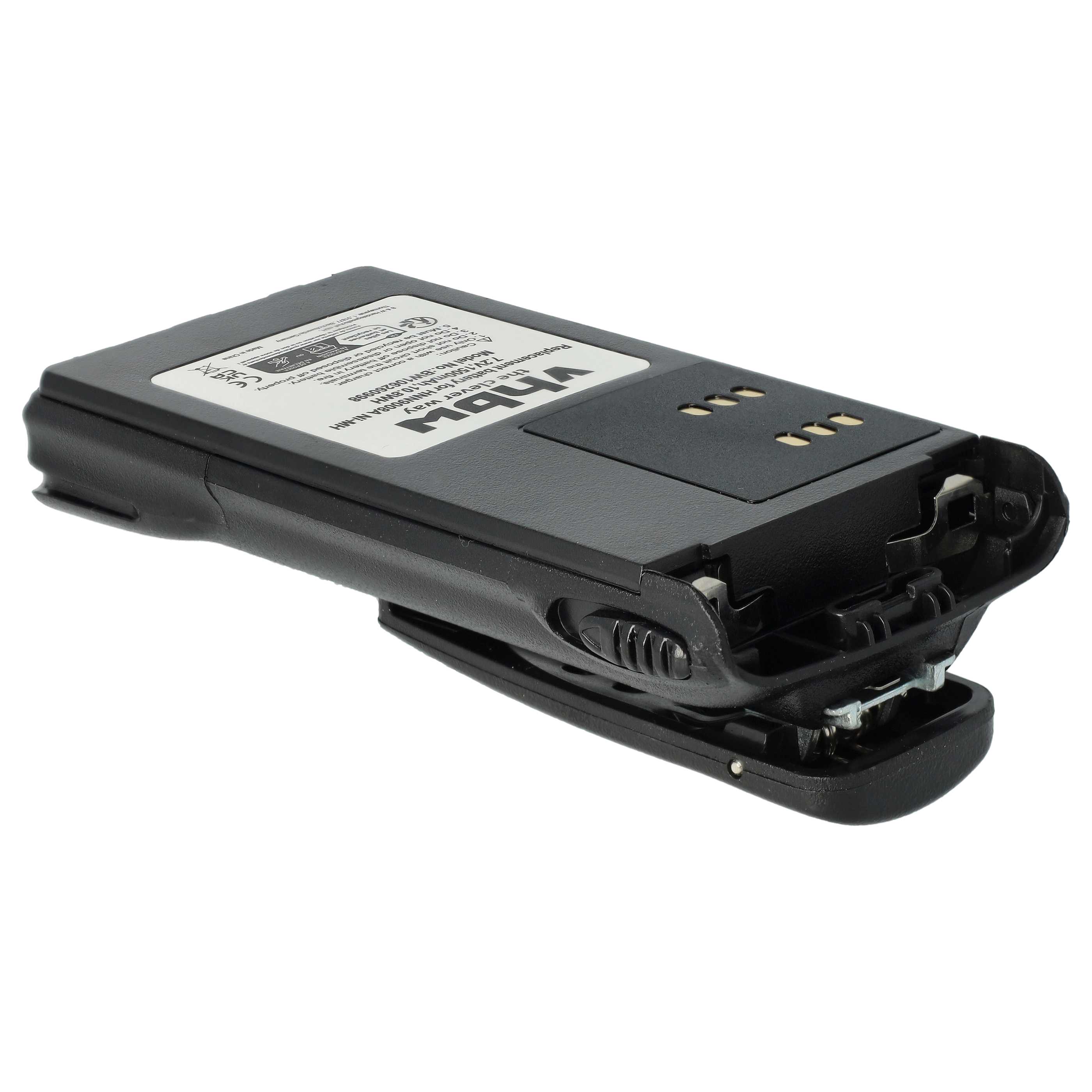 Radio 10x Battery replaces Motorola HMNN4151, HMNN4154, HMNN4158, HMNN4159 - 1500 mAh 7.2 V NiMH + Belt Clip