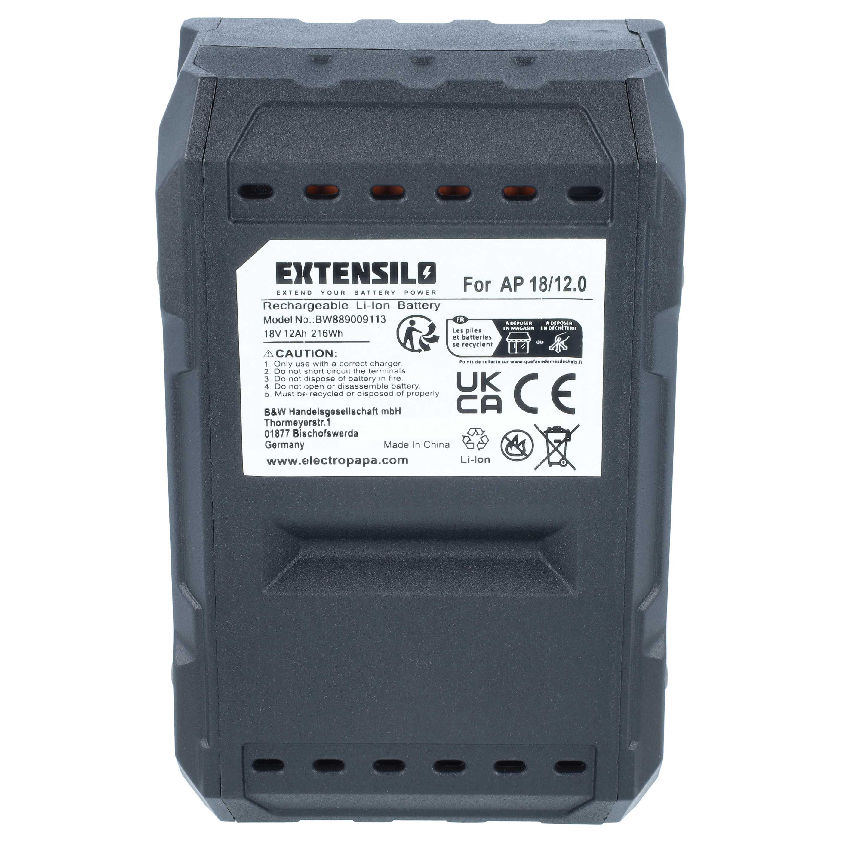 Akku 18V passend für Flex AP18/12.0 - 12Ah, Li-Ion