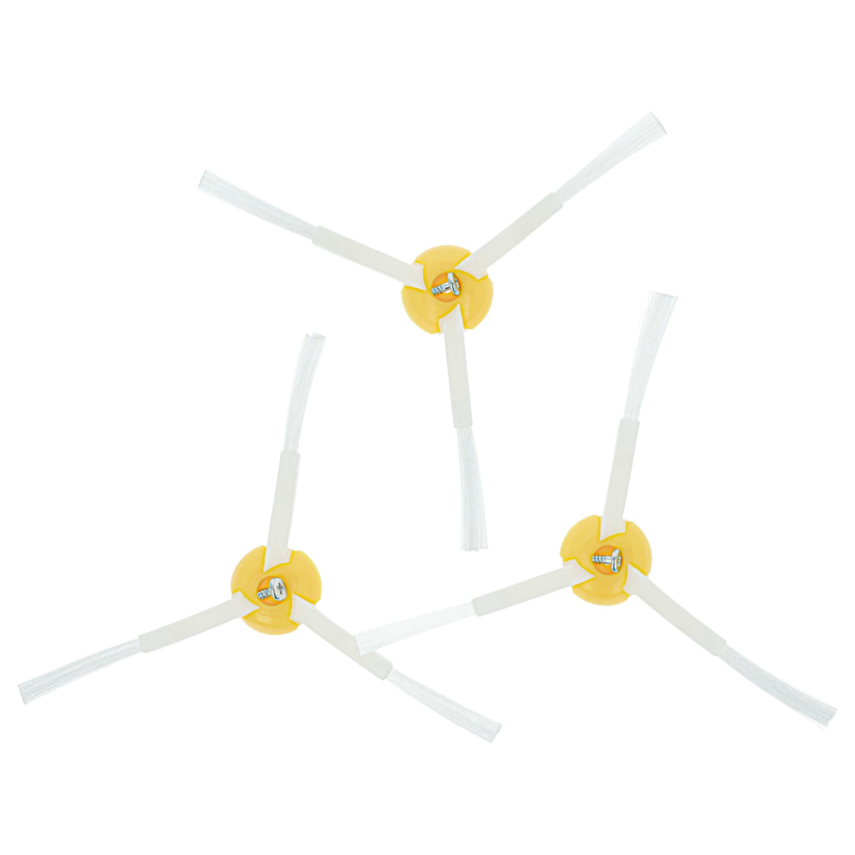 3x Side Brush suitable for iRobot Roomba 866, 876, 900, 960 Robot Vacuum Cleaner - 3-armed, white, yellow