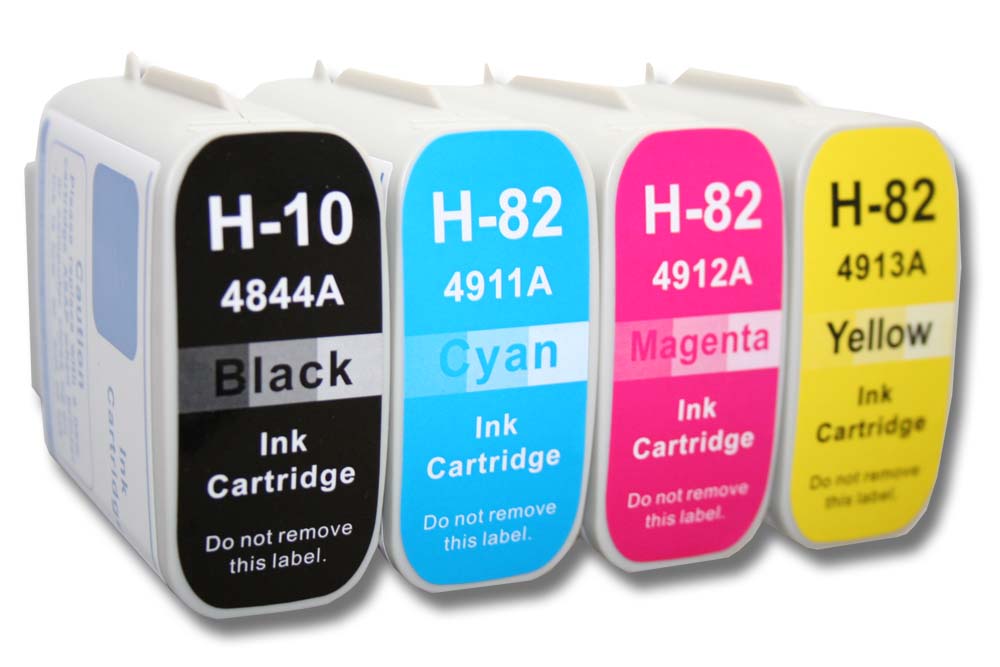 4x Cartouches remplace HP 10 black, 82 cyan, 82 magenta, 82 yellow pour imprimante