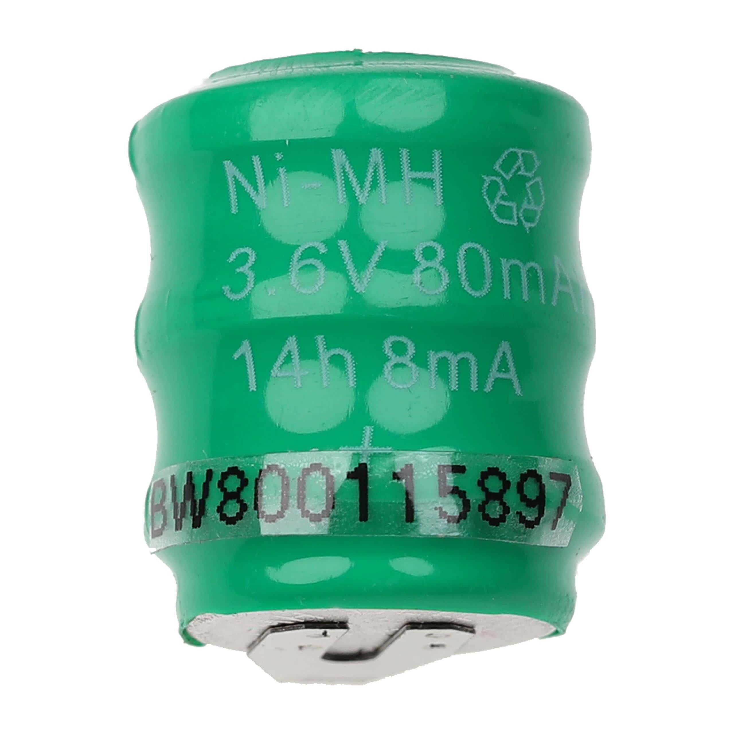 Akumulator guzikowy (3x ogniwo) typ 3/V80H 2 pin do modeli, lamp solarnych itp. - 80 mAh, 3,6 V, NiMH