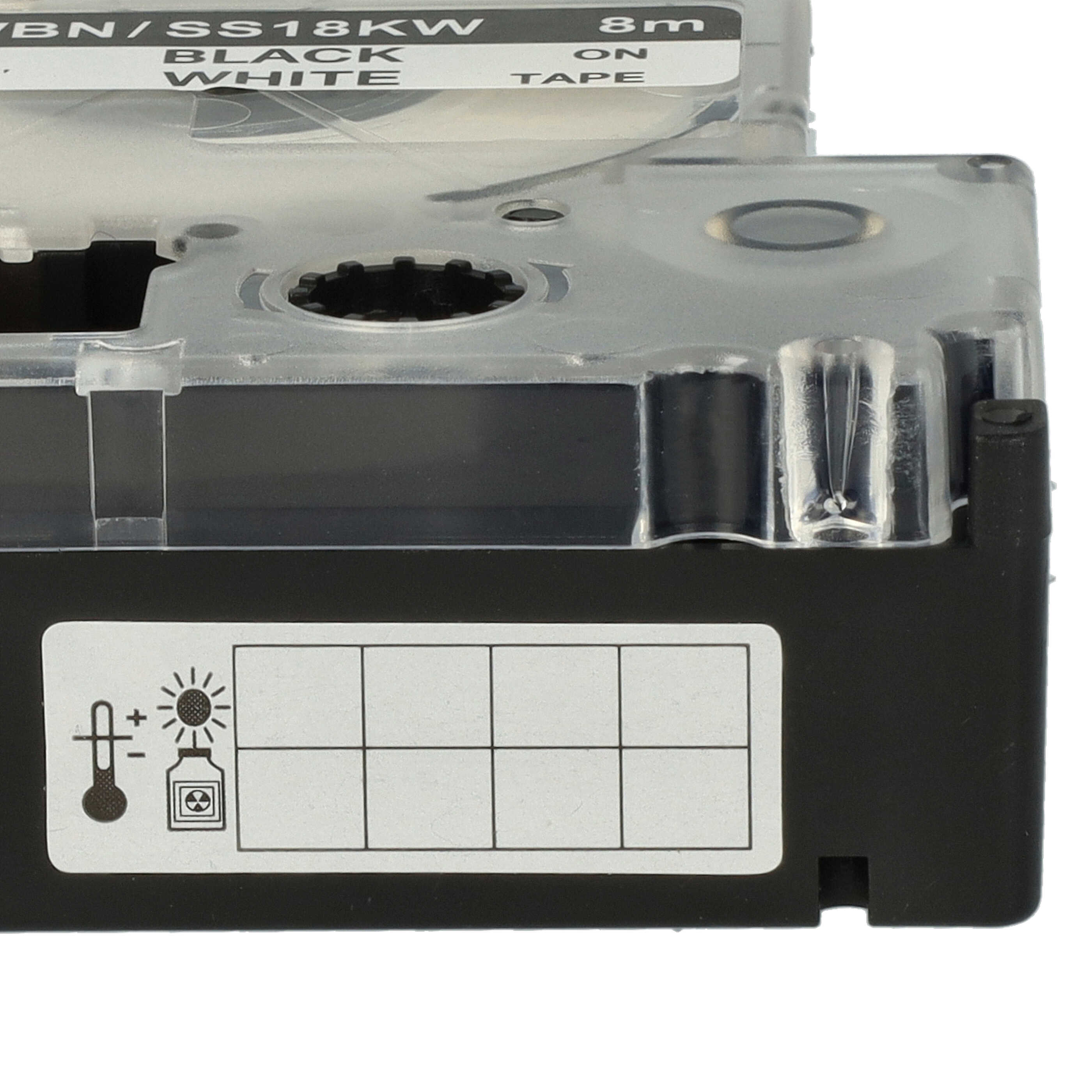 10x Schriftband als Ersatz für Epson SS18KW, LC-5WBN - 18mm Schwarz auf Weiß