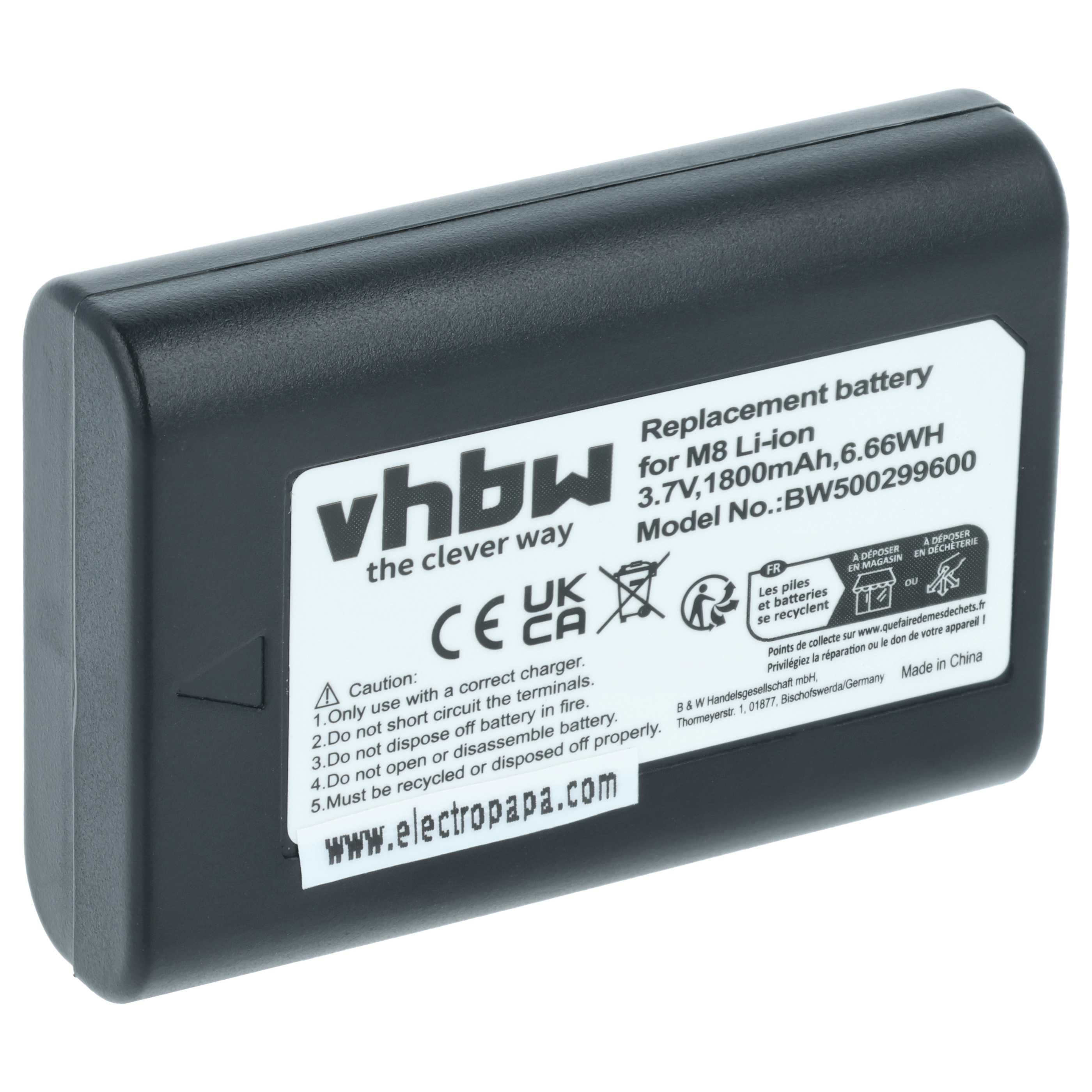 Battery replaces Leica BLI-312, 14464, BP-SCL1 - 1800mAh, 3.7V, Li-Ion