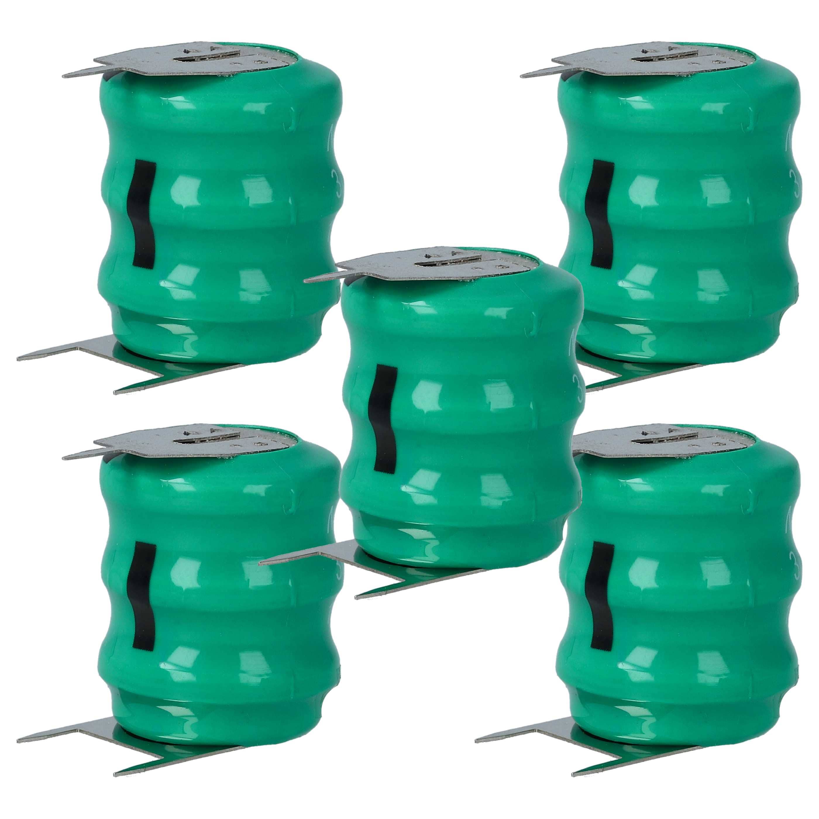 5x Button Cell Battery Type 3/V80H 3 Pins for Model Building Solar Lamps etc. - 80 mAh 3.6 V NiMH