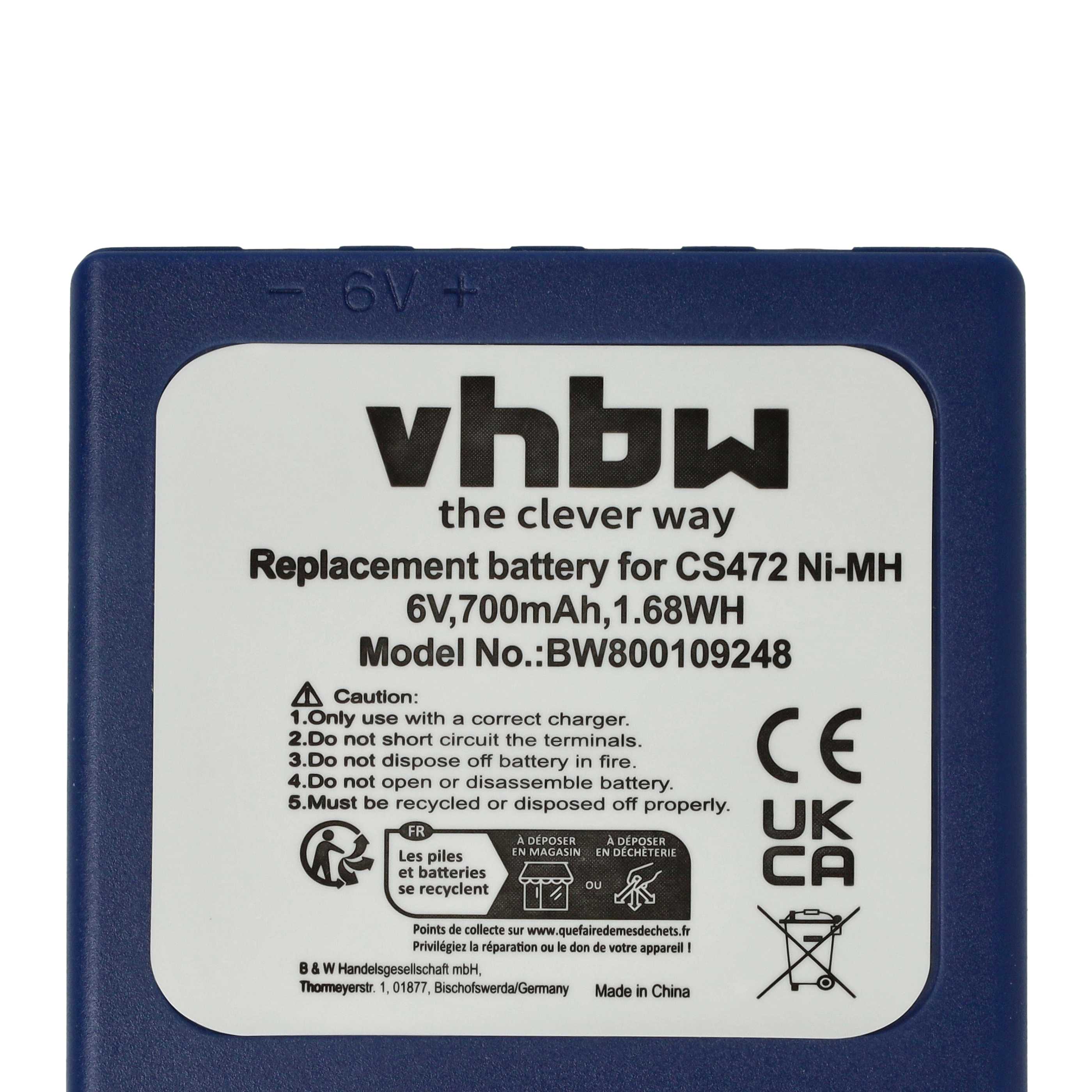 Radio 5x Battery replaces HBC BA222060, BA222061, BA203060, FBFUB03, AF-FUB03M, KH68302500 - 700 mAh 6 V NiMH
