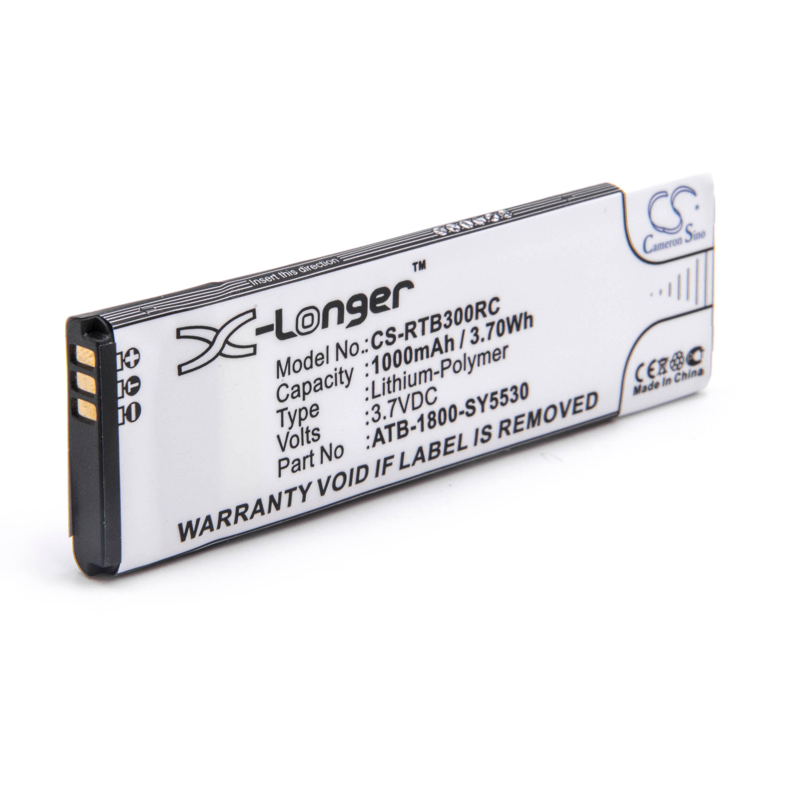 Batterie remplace RTI ATB-1800-SY5530 pour télécommande - 1000mAh 3,7V Li-polymère