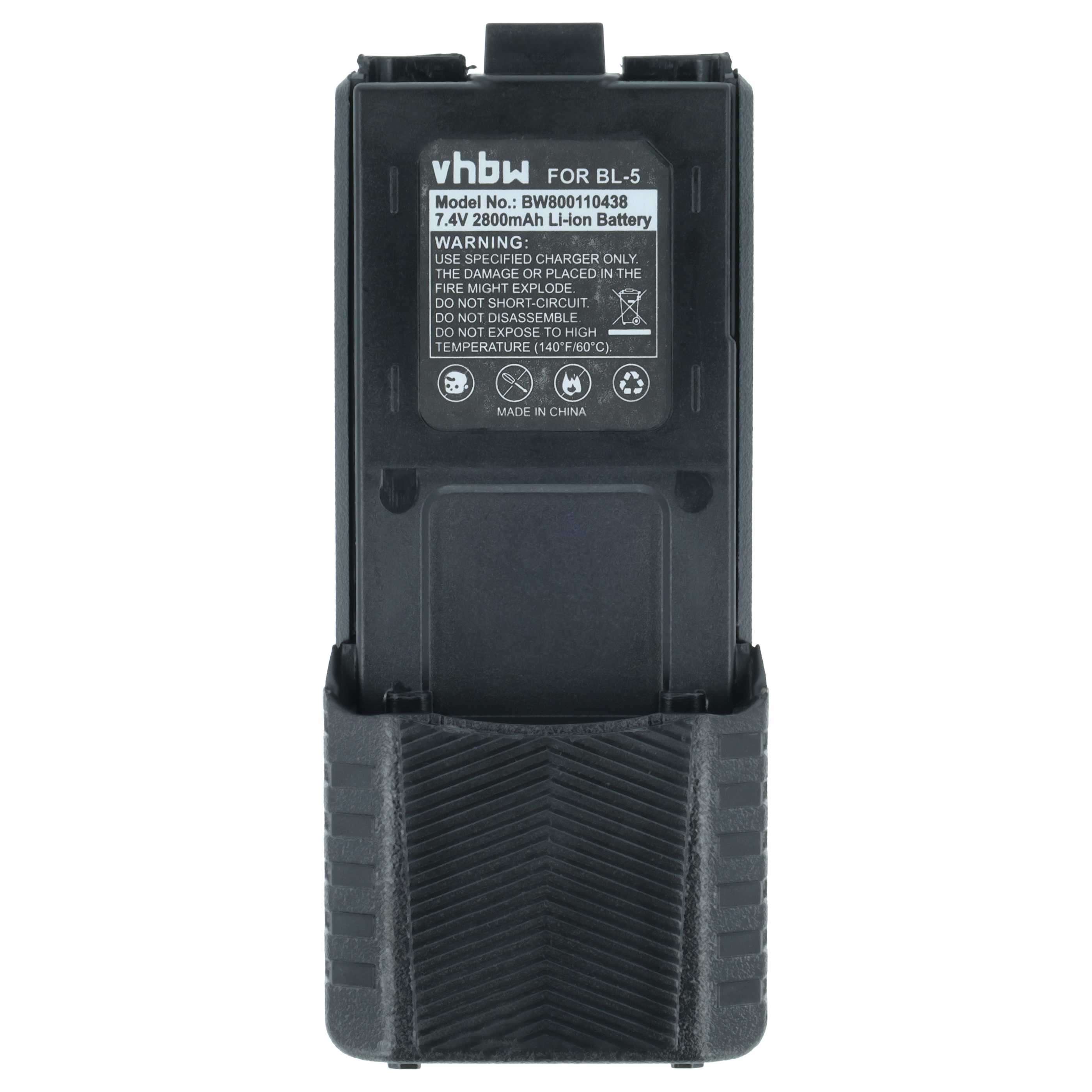 Radio 5x Battery replaces Baofeng BL-5 - 2800 mAh 7.4 V Li-Ion