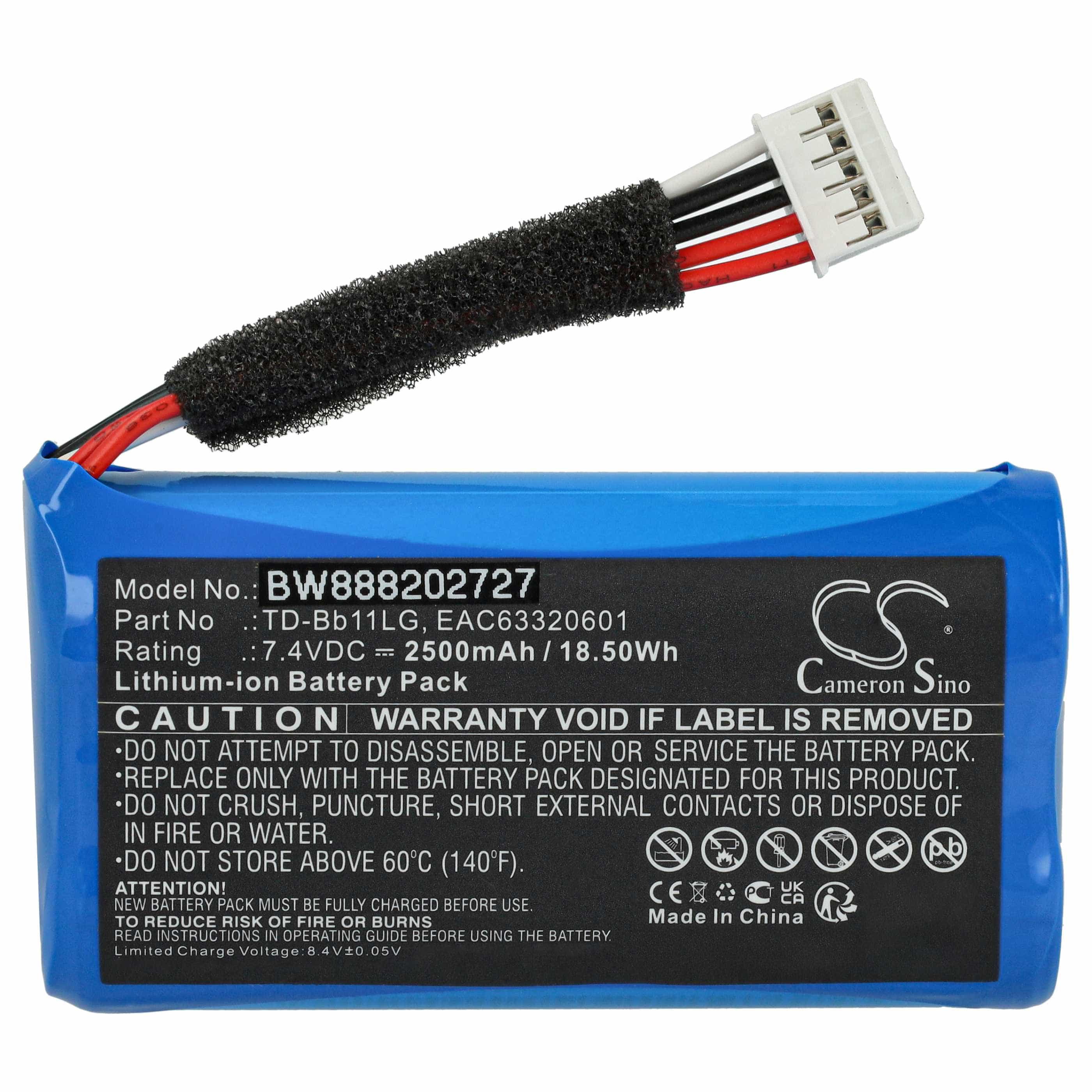 Akumulator do głośnika LG zamiennik LG TD-Bb11, EAC63918901, EAC63320601 - Li-Ion 2500mAh