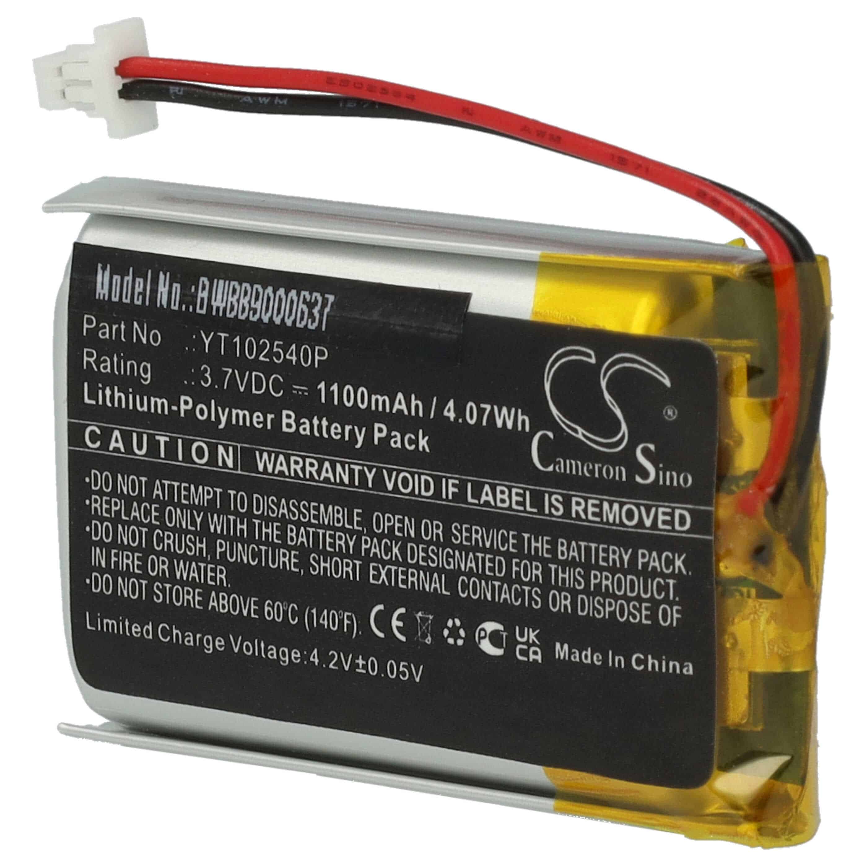Batterie remplace Sena YT102540P pour casque audio - 1100mAh 3,7V Li-polymère