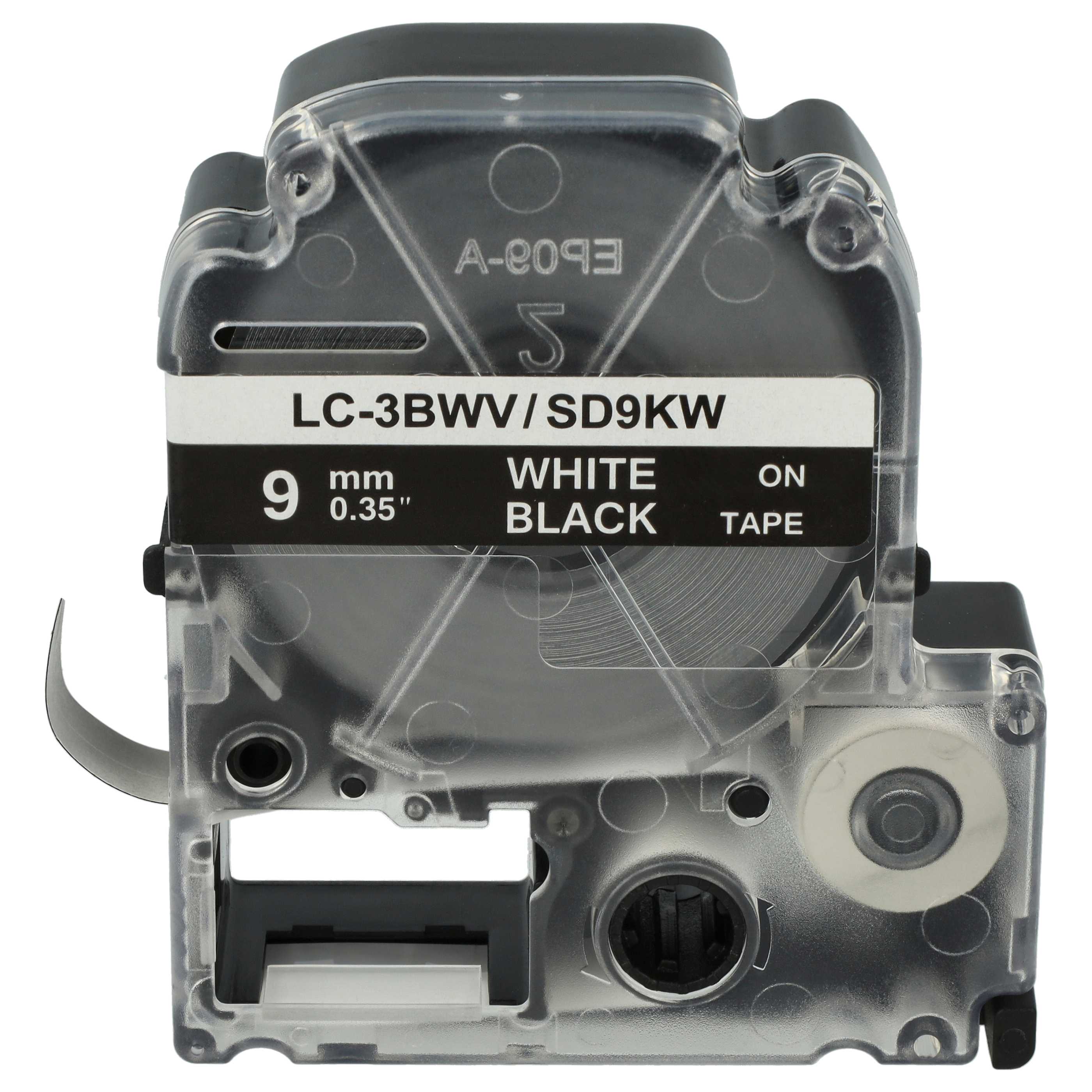 Label Tape replaces Epson LC-3BWV - 9 mm White to Black