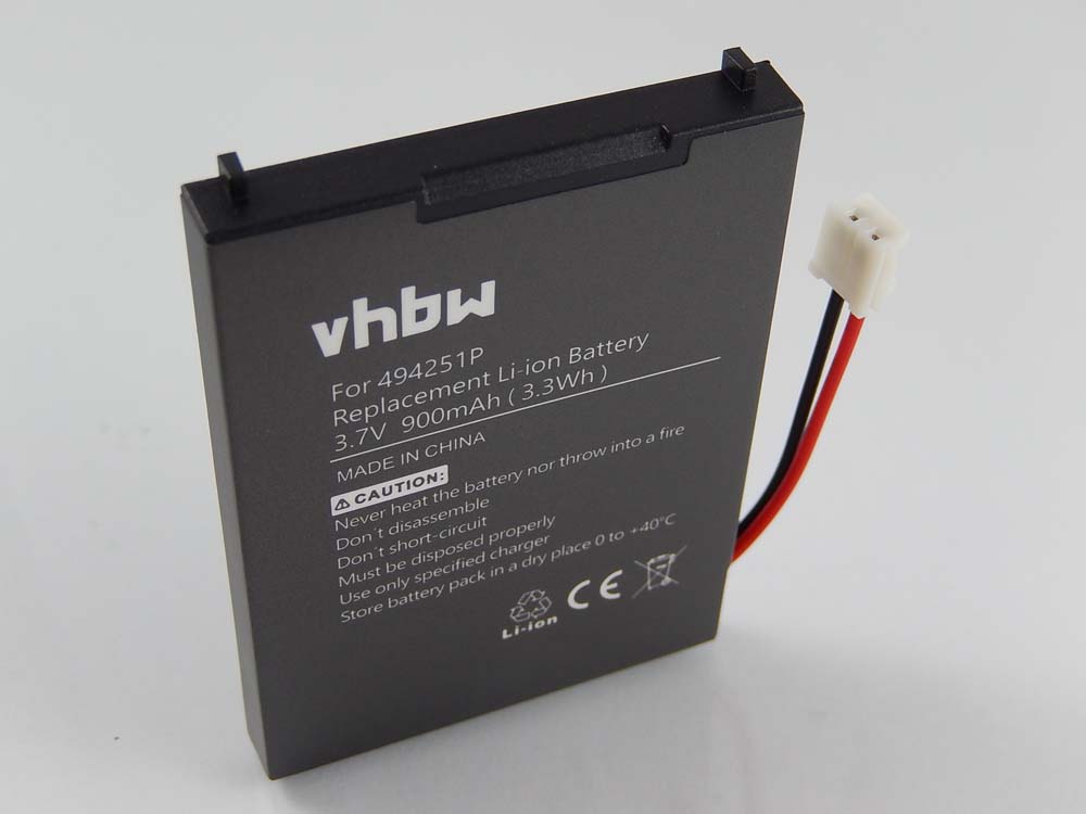 Batterie remplace Audioline 494521P, 494251P, BPCK1500LI pour moniteur bébé - 900mAh 3,7V Li-ion
