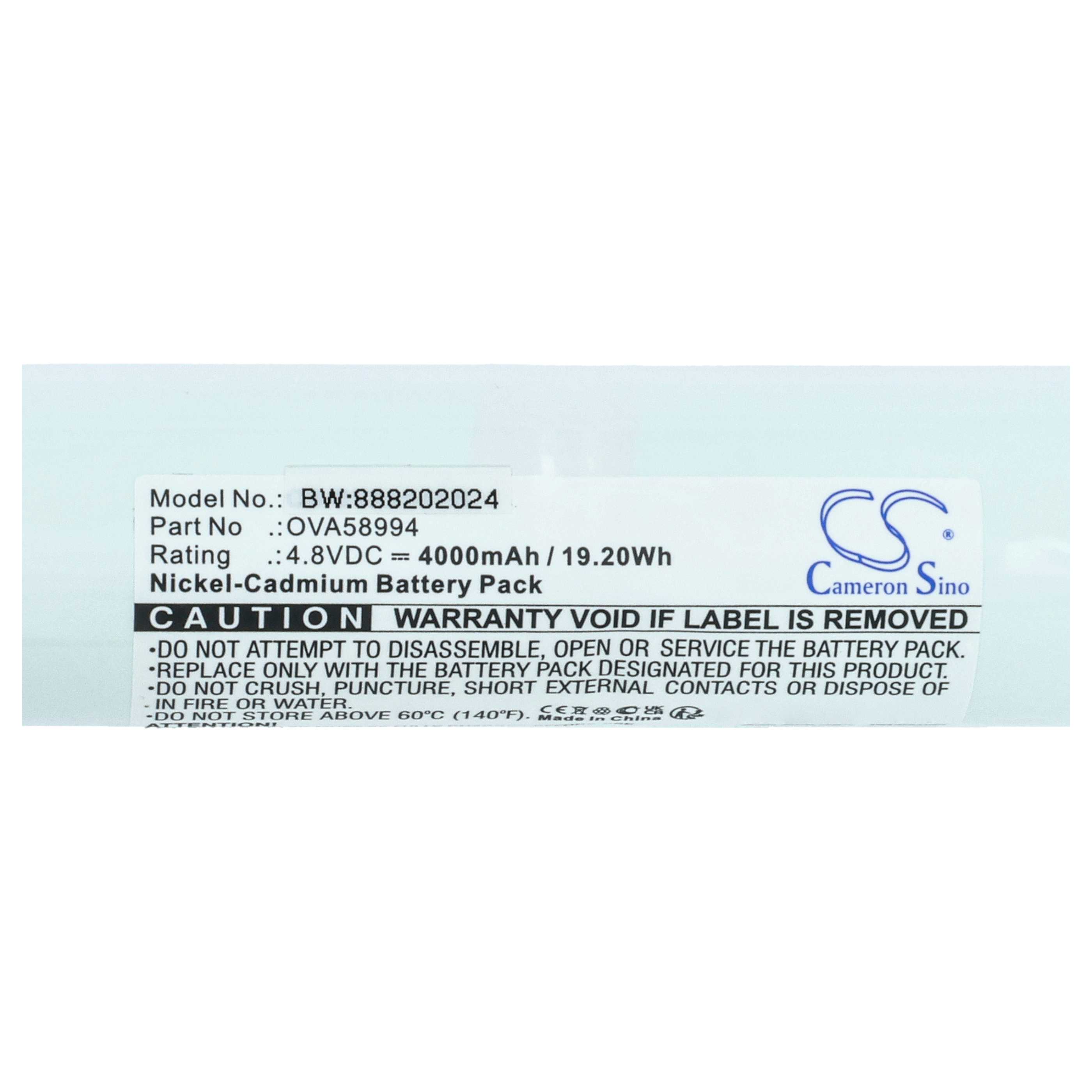 2x Batteries remplace Schneider OVA58994 pour éclairage de secours Schneider - 4000mAh 4,8V NiCd