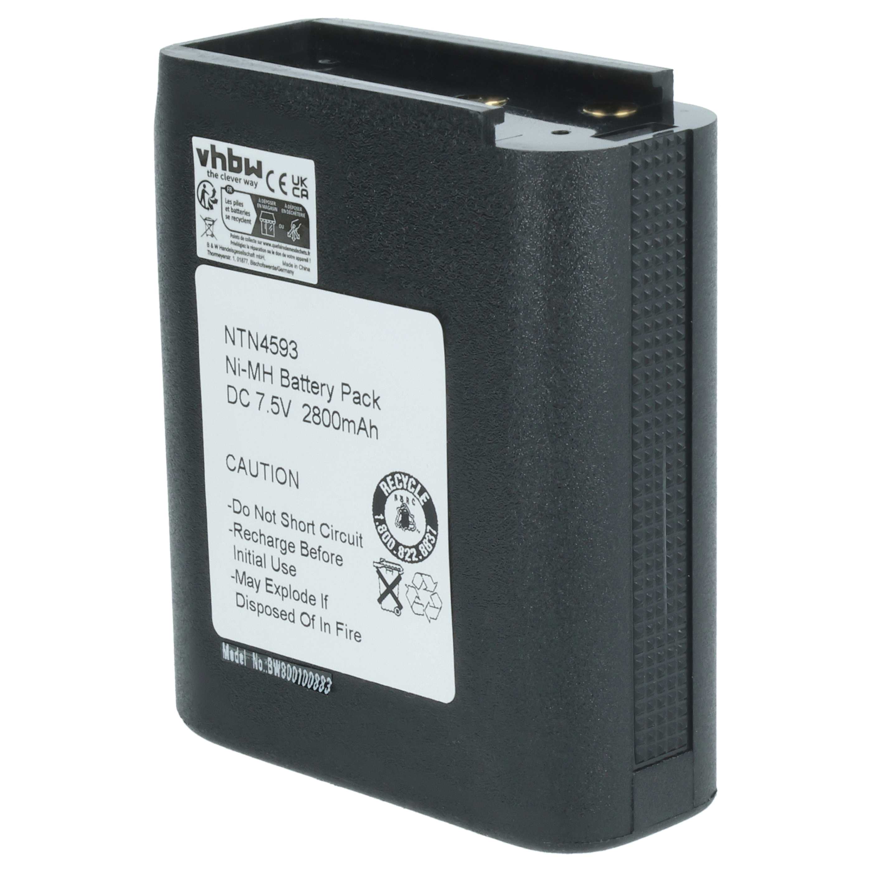 Radio 5x Battery replaces Motorola NTN4538, NTN4593A, NTN4593B, NTN4592, NTN4593 - 2700 mAh 7.5 V NiMH