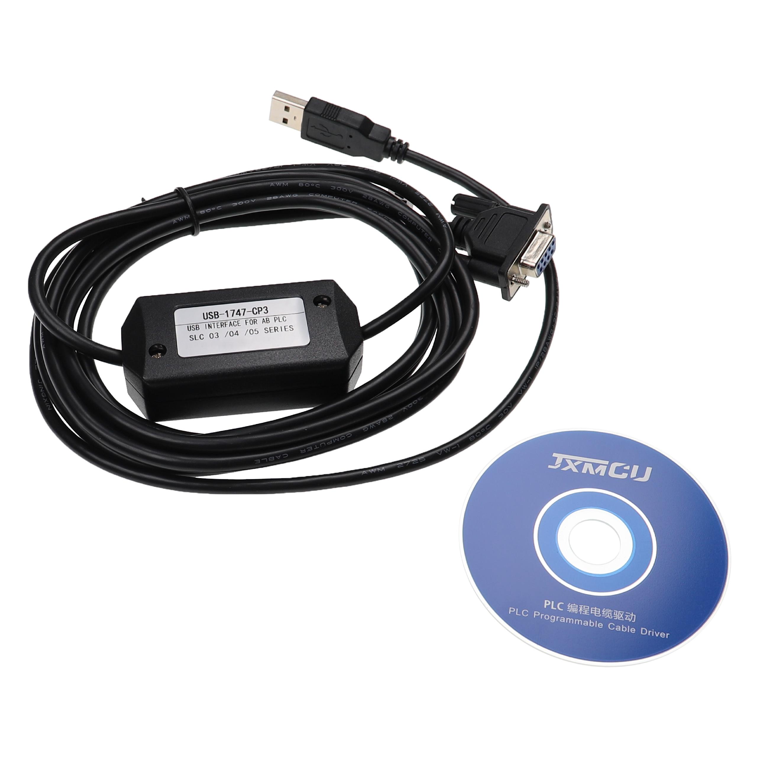 Programming Lead RS-232 suitable for AB-SLC 5/03 5/04 5/05 PC & Peripherals - Adapter + CD Driver 300cm, Black