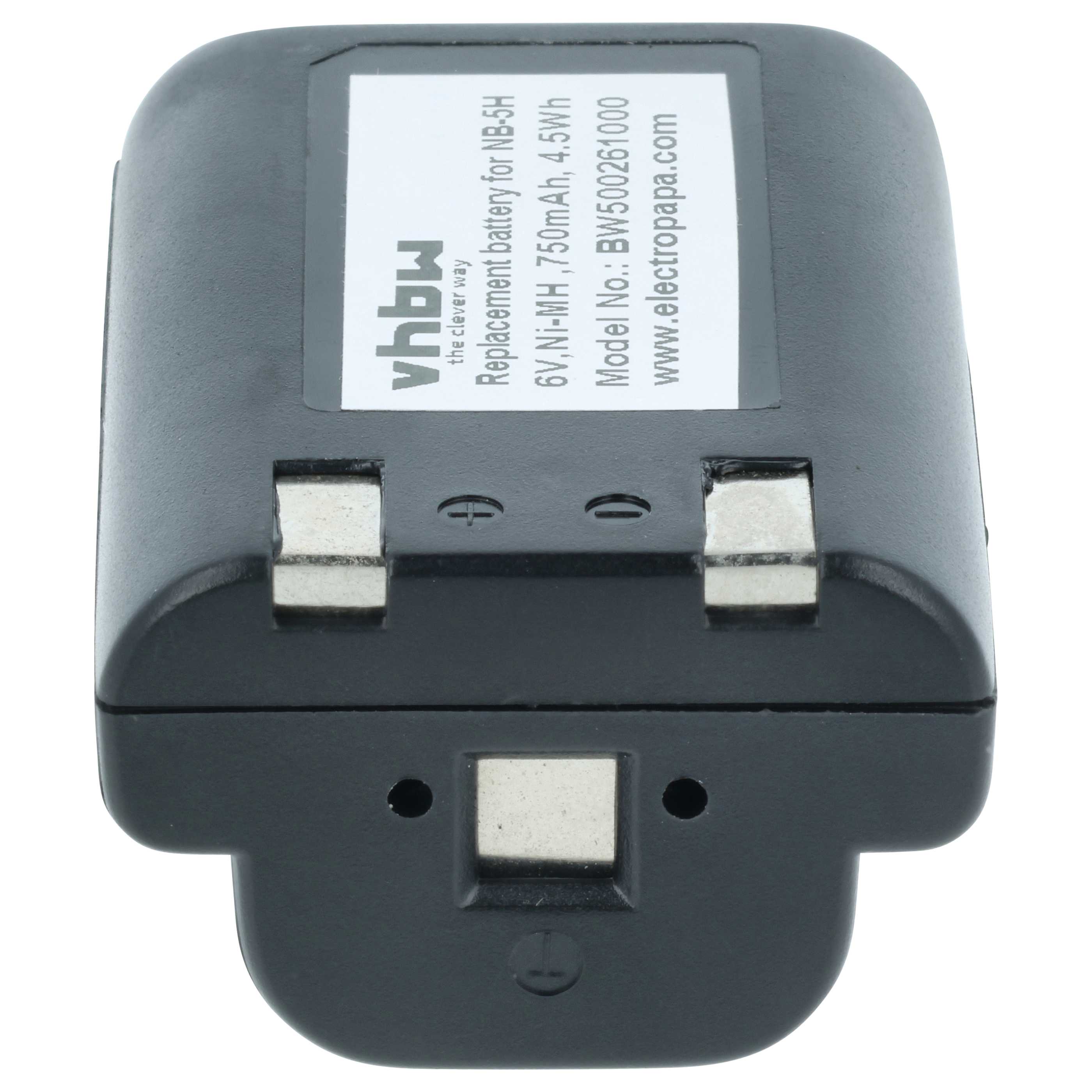 Battery replaces Canon NB-5H - 750mAh, 6V, NiMH