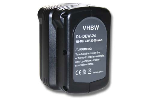 Batterie remplace Dewalt DE0240, DE0241, DE0240-XJ, DE0243 pour outil électrique - 3000 mAh, 24 V, NiMH