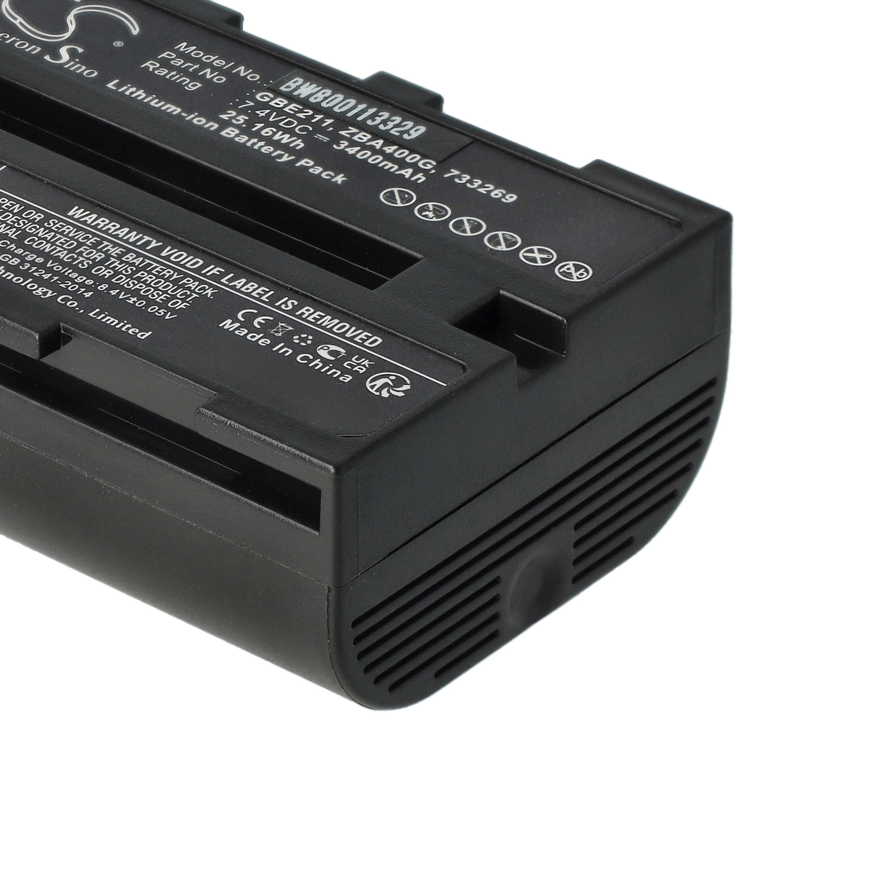 Batería reemplaza Geomax ZBA200, ZBA400 para dispositivo medición (3400 mAh, 7,4 V, Li-Ion)