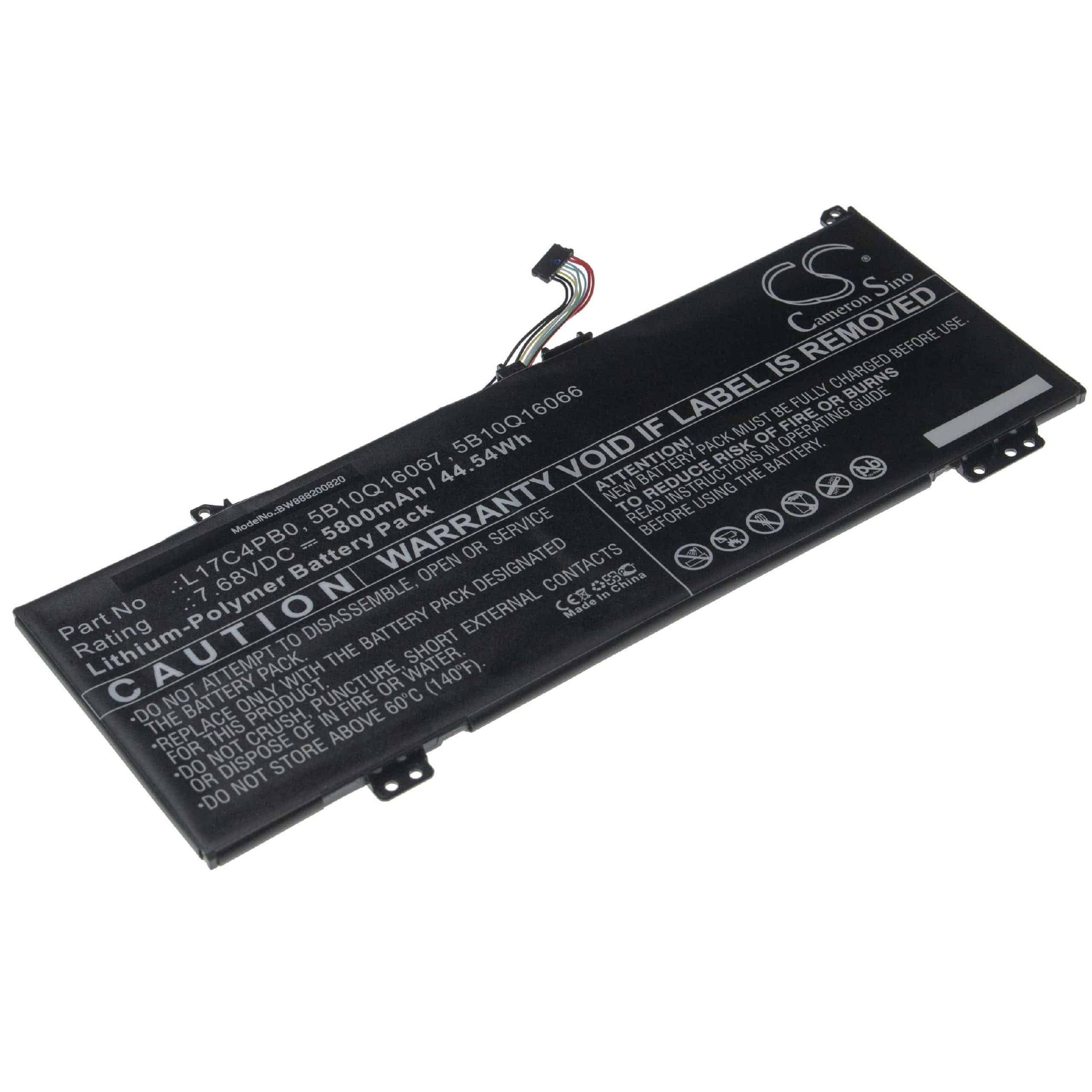 Batería reemplaza Lenovo 5B10Q16067, 5B10Q16066 para notebook Lenovo - 5800 mAh 7,68 V Li-poli negro
