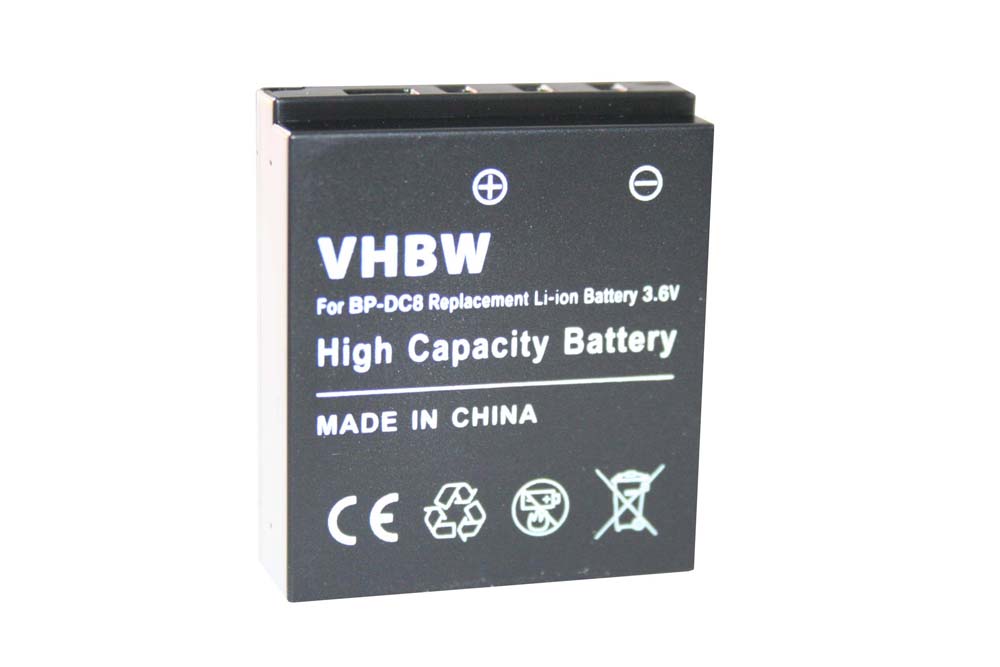 Batterie remplace Leica BP-DC8, BP-DC8E pour appareil photo - 1100mAh 3,6V Li-ion