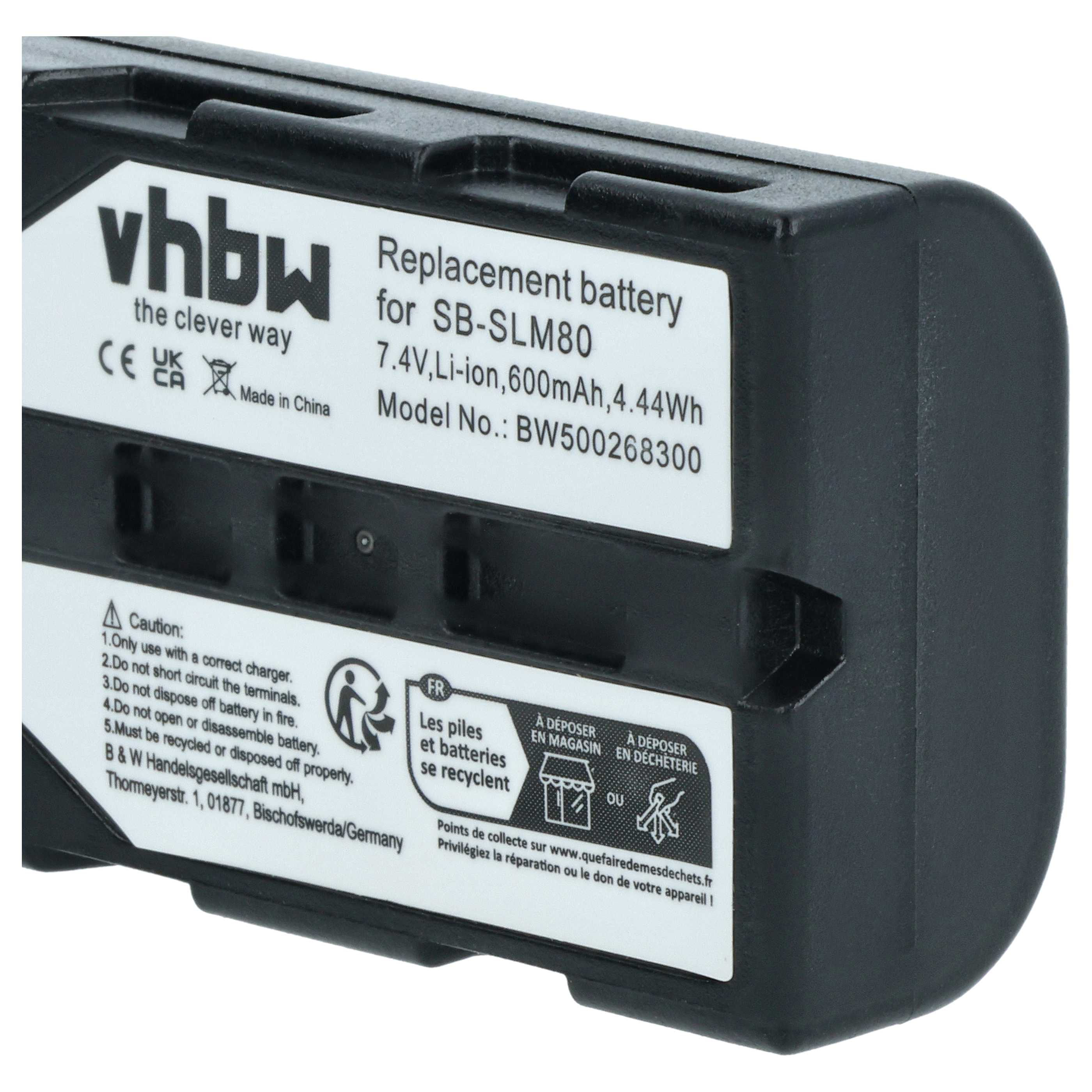 Videocamera Battery replaces Samsung SB-LSM160, SB-LSM320, SB-LSM80 - 600 mAh 7.2 V Li-Ion