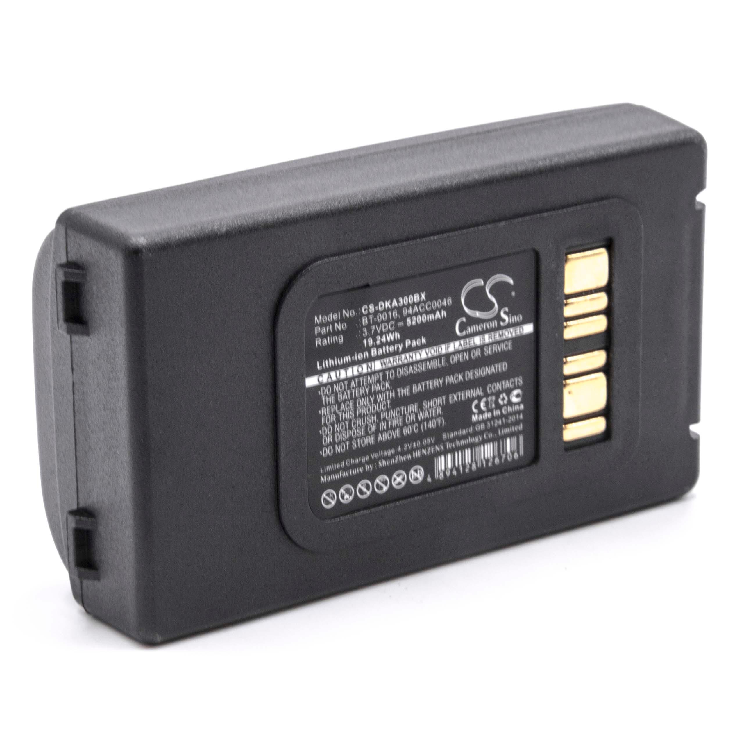 Batterie remplace Datalogic BT-0015, BT-0016, 94ACC0048 pour scanner de code-barre - 5200mAh 3,7V Li-ion
