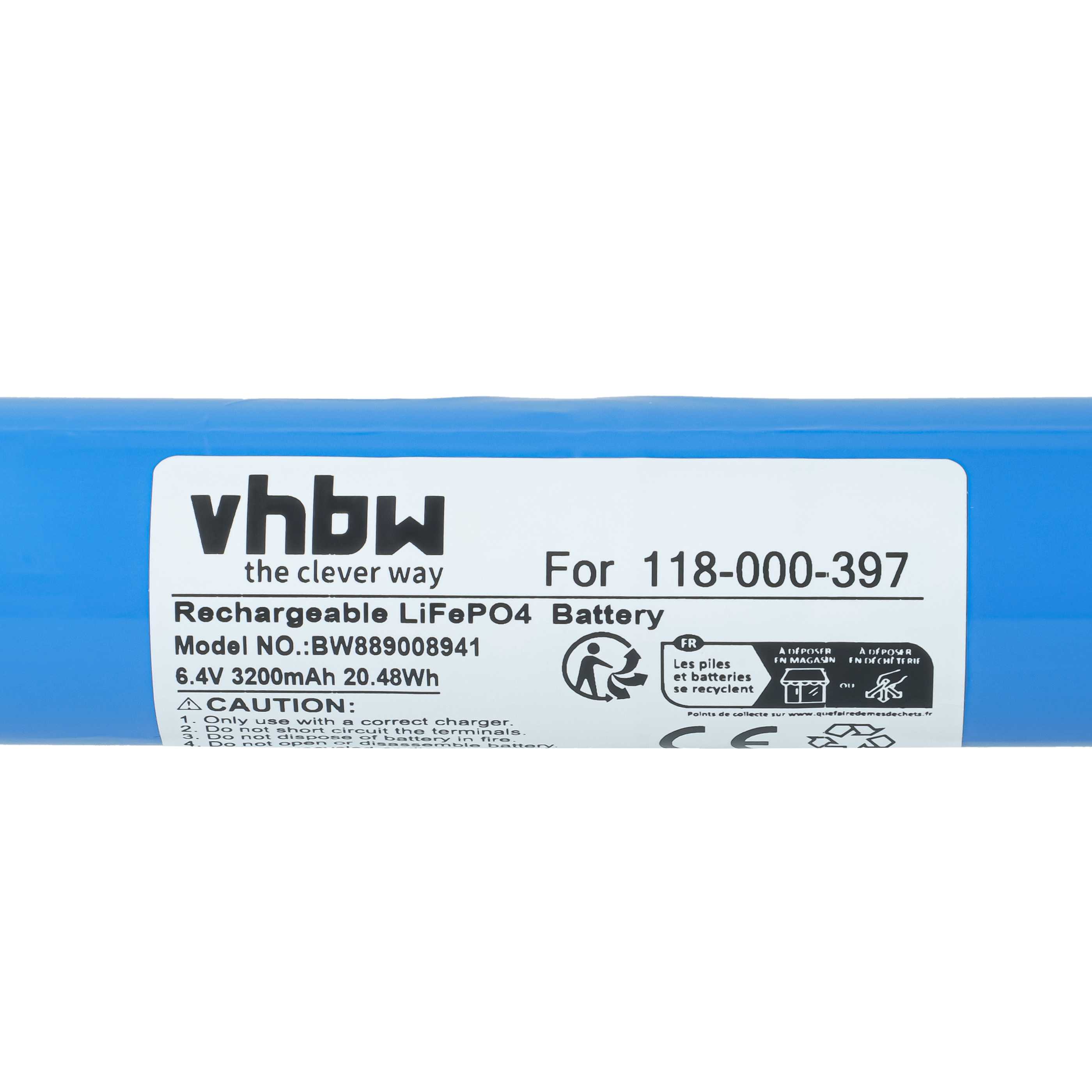 Torch - 2x Battery replaces Maglite 118-000-397 - 3200 mAh 6.4 V LiFePO4
