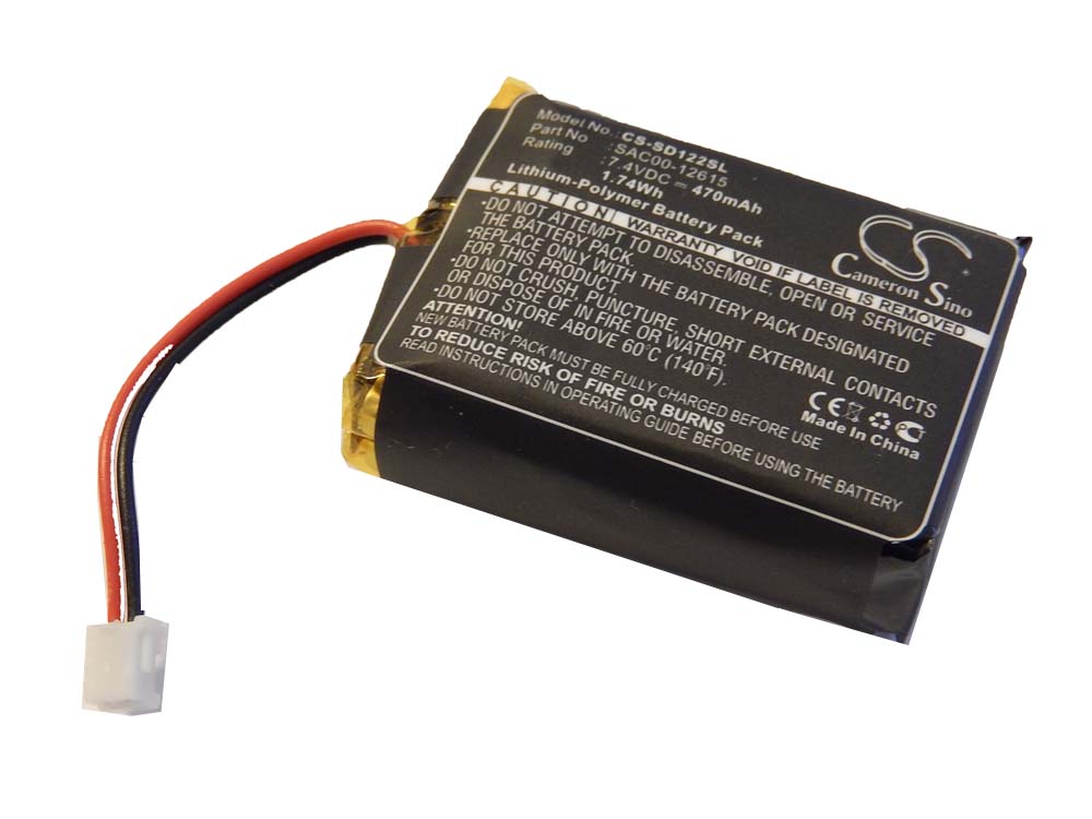 Batterie remplace SAC00-12615 pour collier de dressage de chien - 470mAh 7,4V Li-polymère