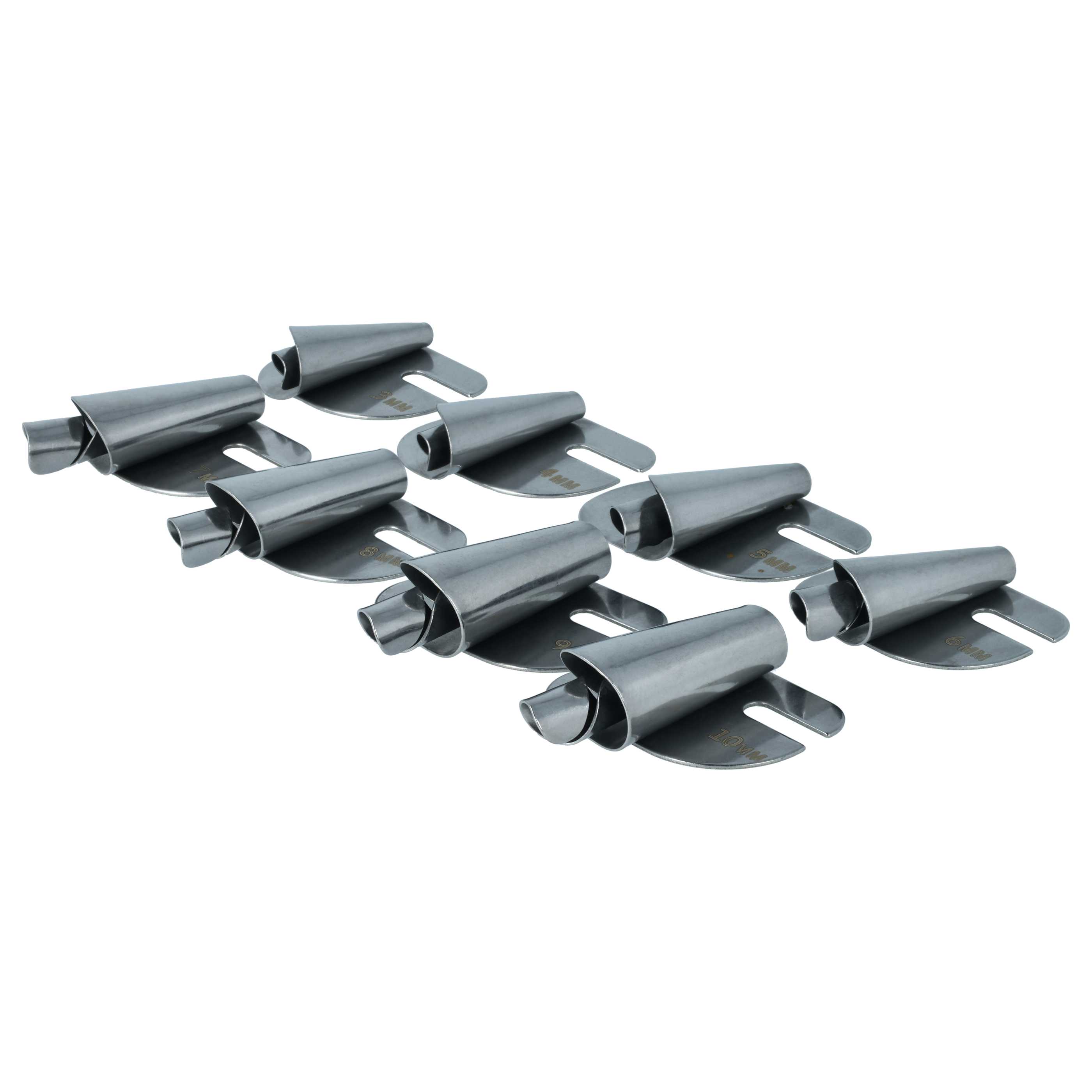 8x Rollsaumfuß passend für Nähmaschinen - In 8 Größen, 3/4/5/6/7/8/9/10 mm, Metall
