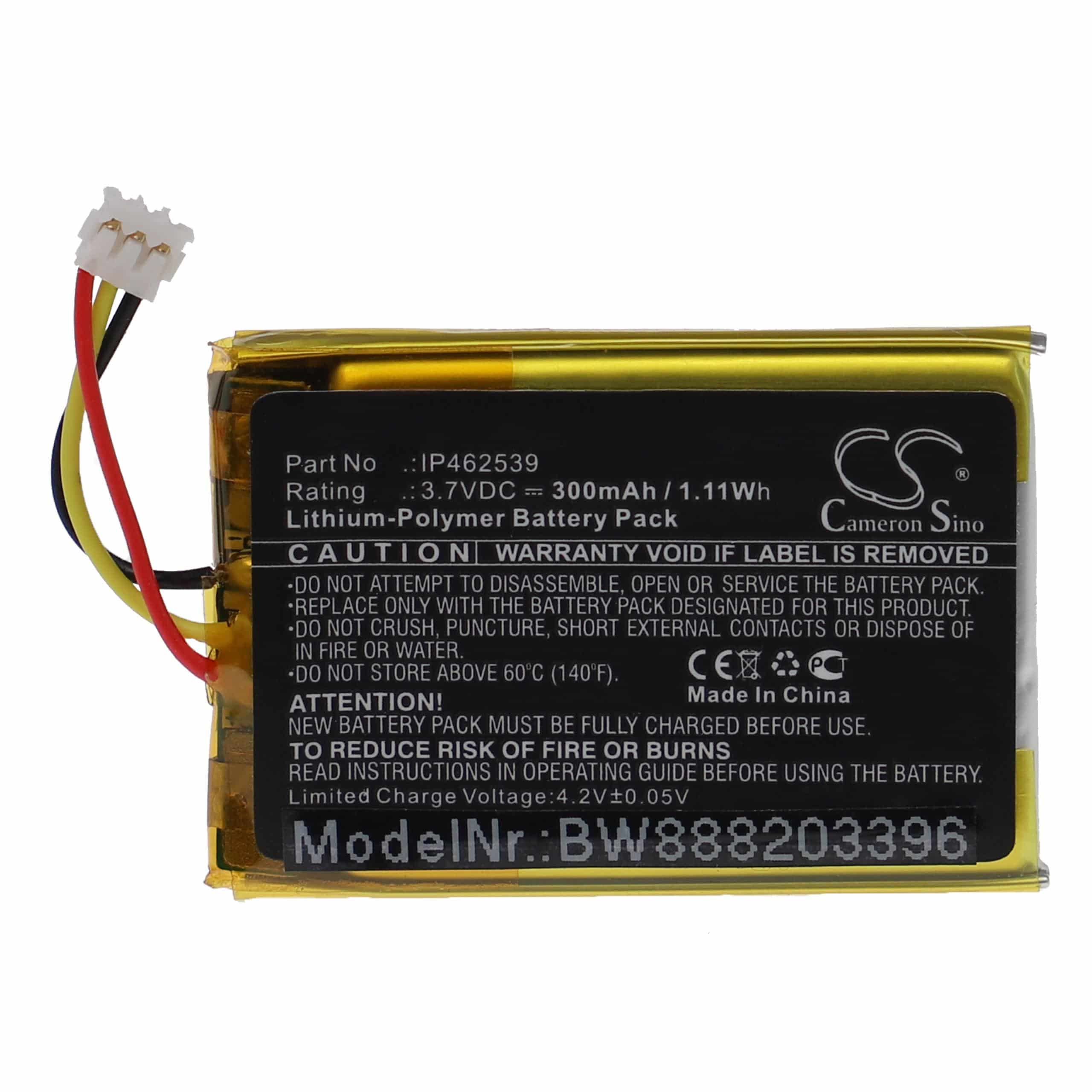 Batterie remplace Phonak IP462539 pour appareil médical - 300mAh 3,7V Li-polymère