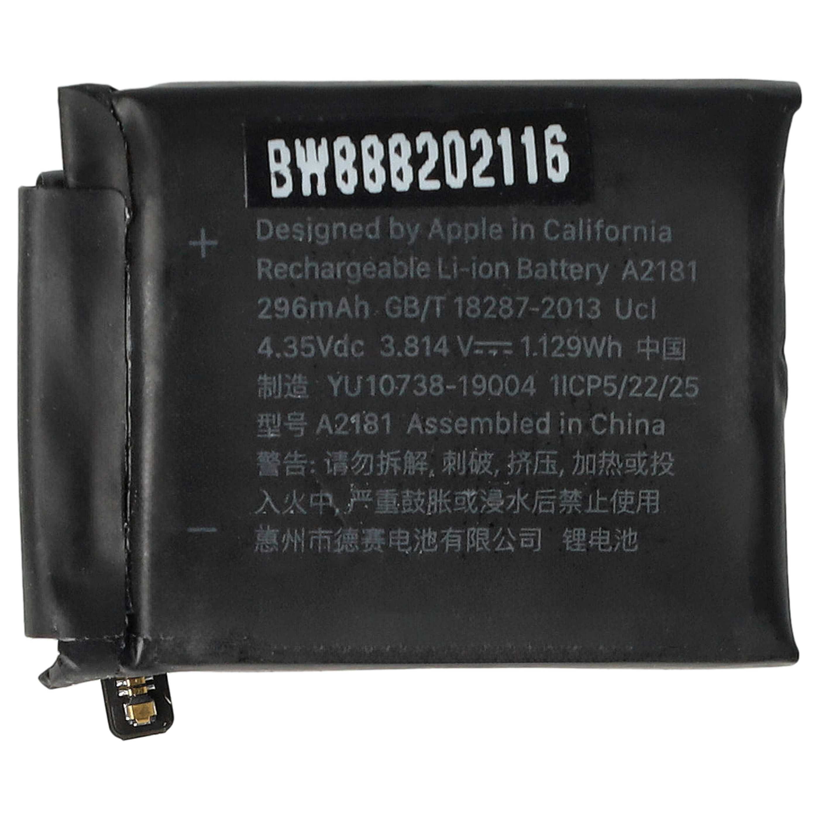Akku für Apple Watch Serie 5 44mm, MWVF2LL/A, MWW12LLA Smartwatch - 290mAh 3,82V Li-Polymer