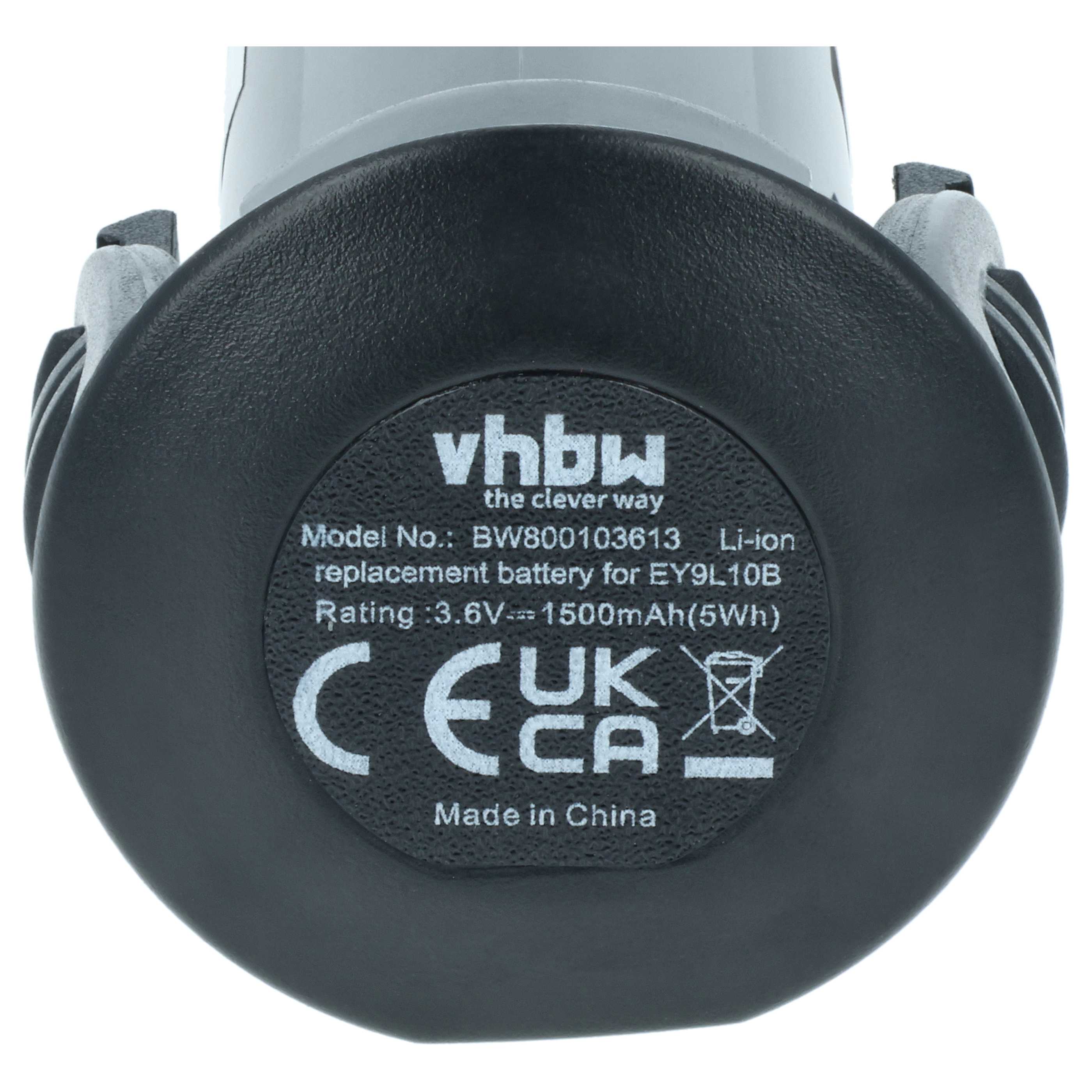 Battery replaces Panasonic EZ9L10, EY9L10B Electric Power Tool - 1500 mAh, 3.6 V, Li-Ion