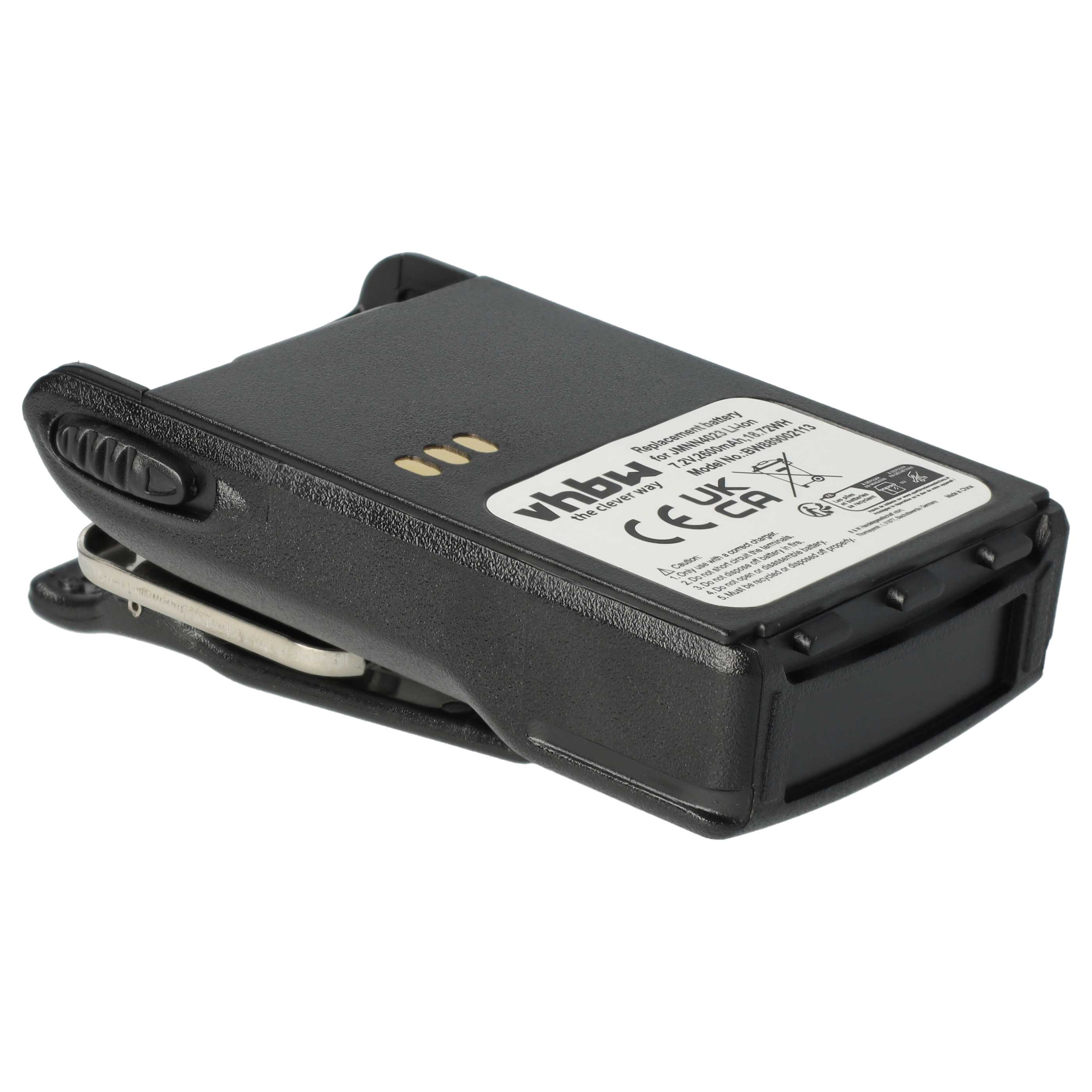 Radio 10x Battery replaces Motorola JMNN4023BR, JMNN4023, JMNN4024 - 2600 mAh 7.2 V Li-Ion + Belt Clip
