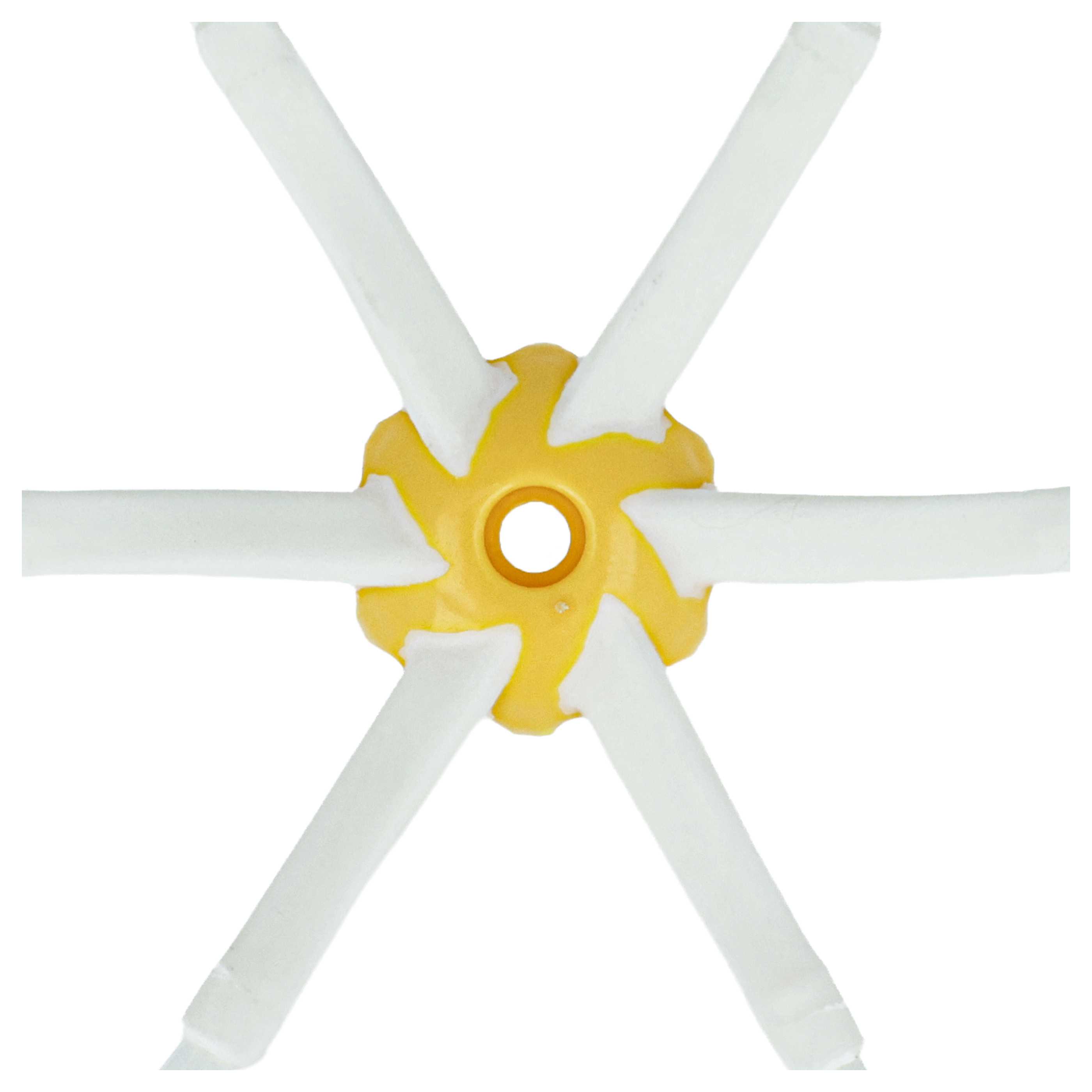 6x Side Brush suitable for iRobot Roomba 616, 621, 651, 765 Robot Vacuum Cleaner - 6-armed, white, yellow