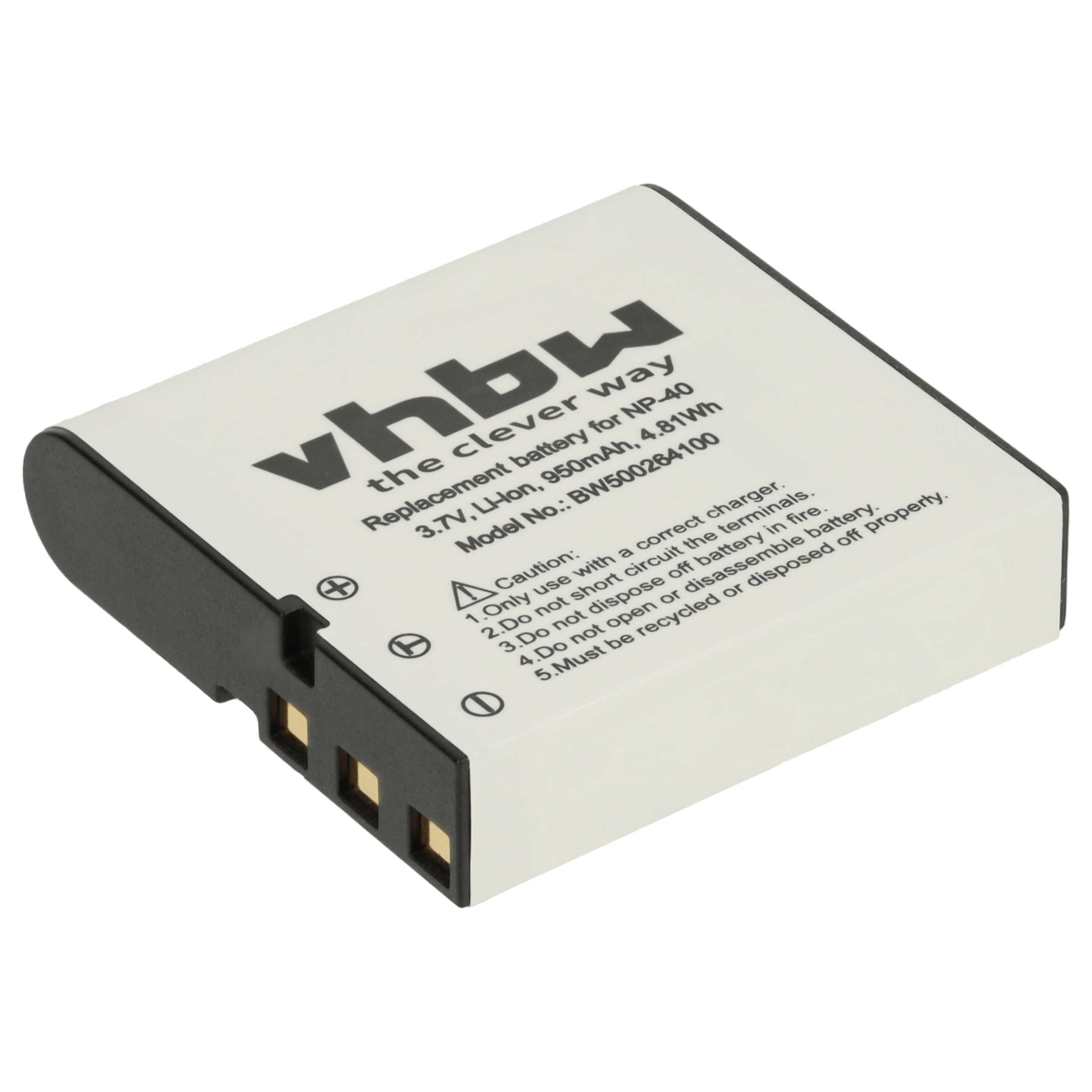 1x Ladestation, 1x Akku als Ersatz für BenQ NP-40DBA, NP-40, NP-40DCA für Praktica Kamera u.a. - Ladeset
