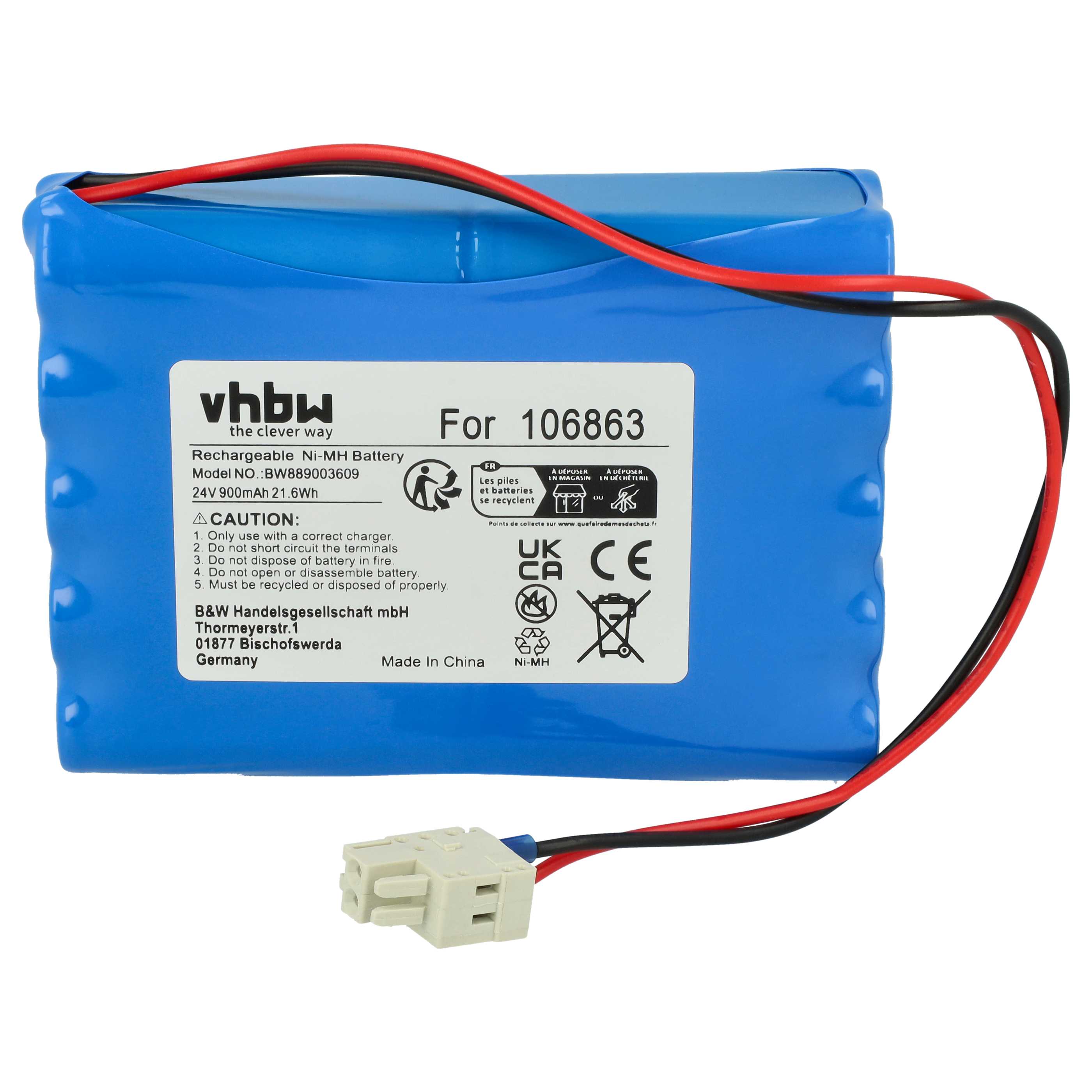 4x Batteries remplace Geze 25020, 106863, 20KR15/48 pour porte coulissante électrique Geze - 0,9Ah 24V NiMH