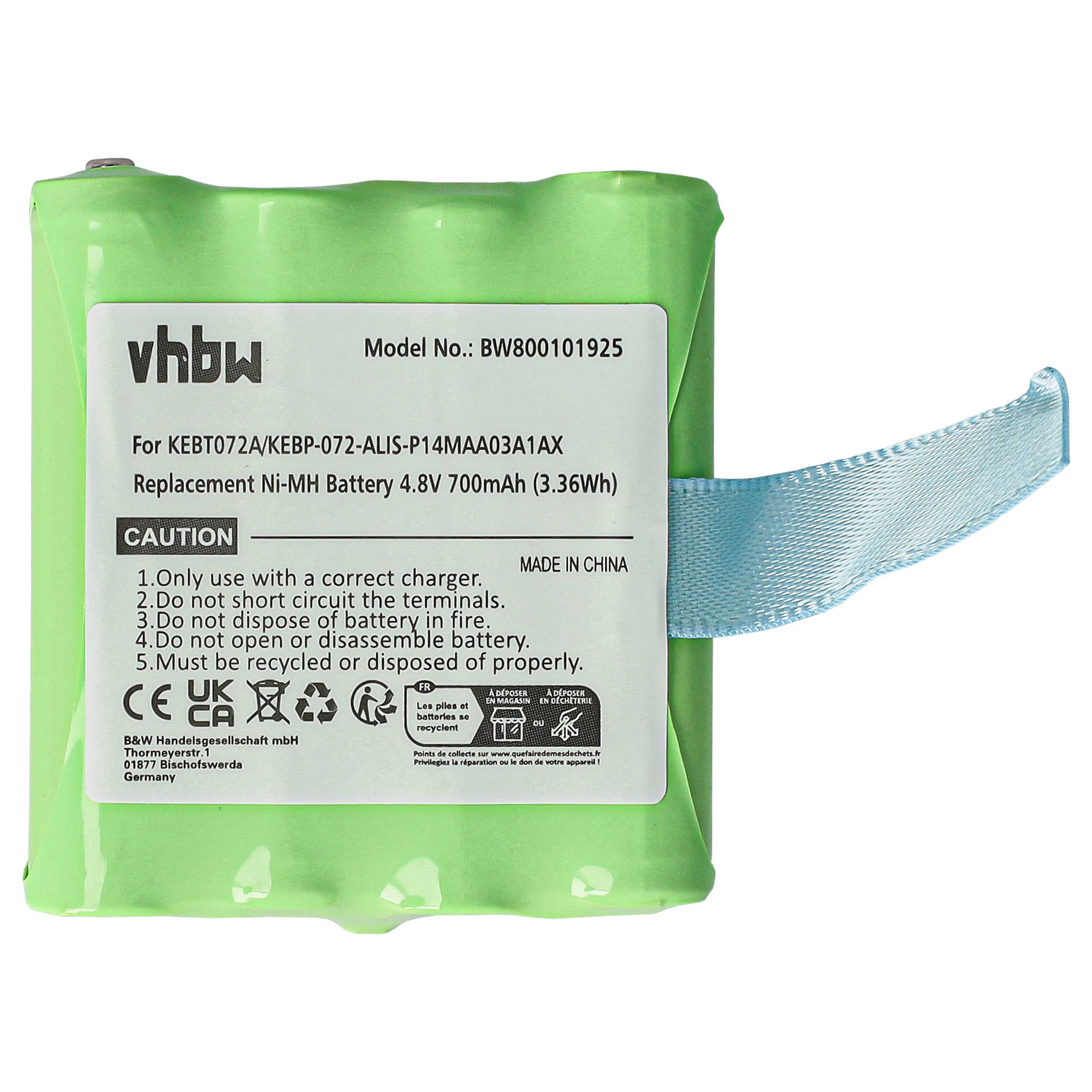 Radio 2x Battery replaces Midland KEBT072A, BATT4R, BATT-4R, KEBT-072-A - 700 mAh 4.8 V NiMH