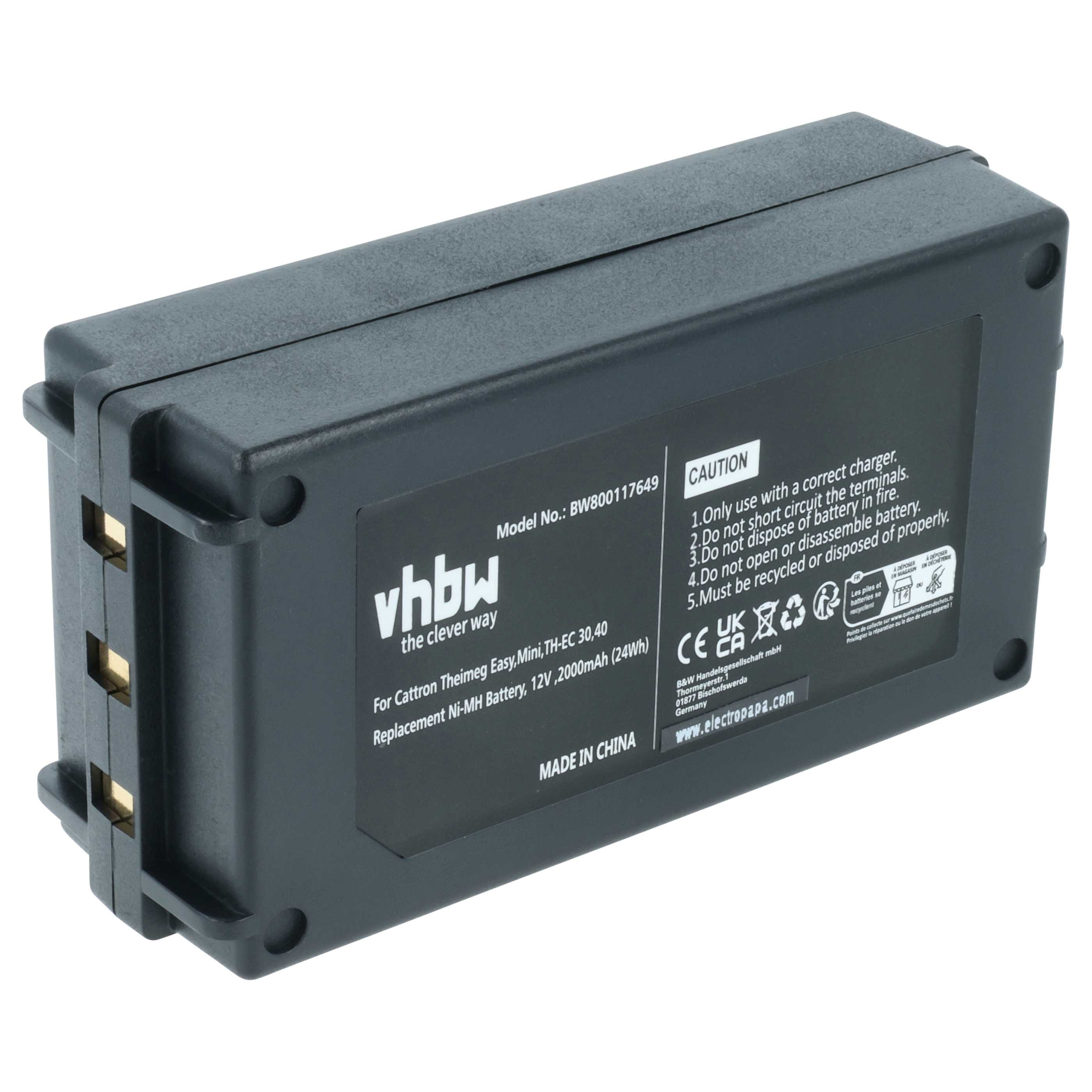 Batería reemplaza Cattron Theimeg BT081-00053, BT081-00061, BT923-00044 sistema control - 2000mAh 12V NiMH