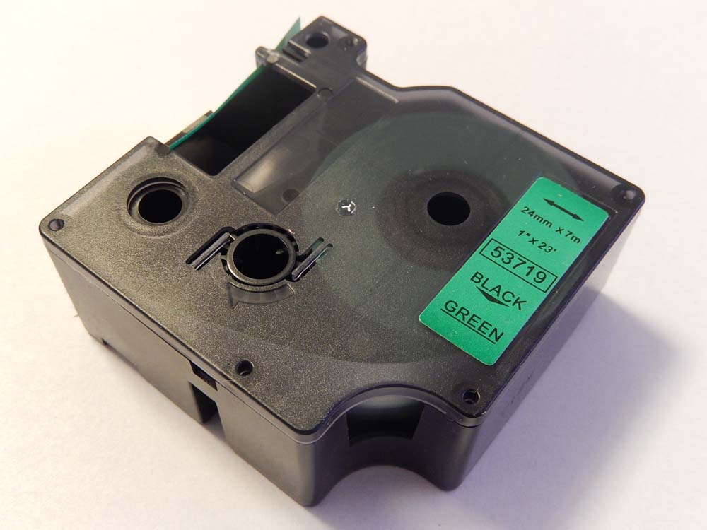 Cassette à ruban remplace Dymo 53719, D1 - 24mm lettrage Noir ruban Vert