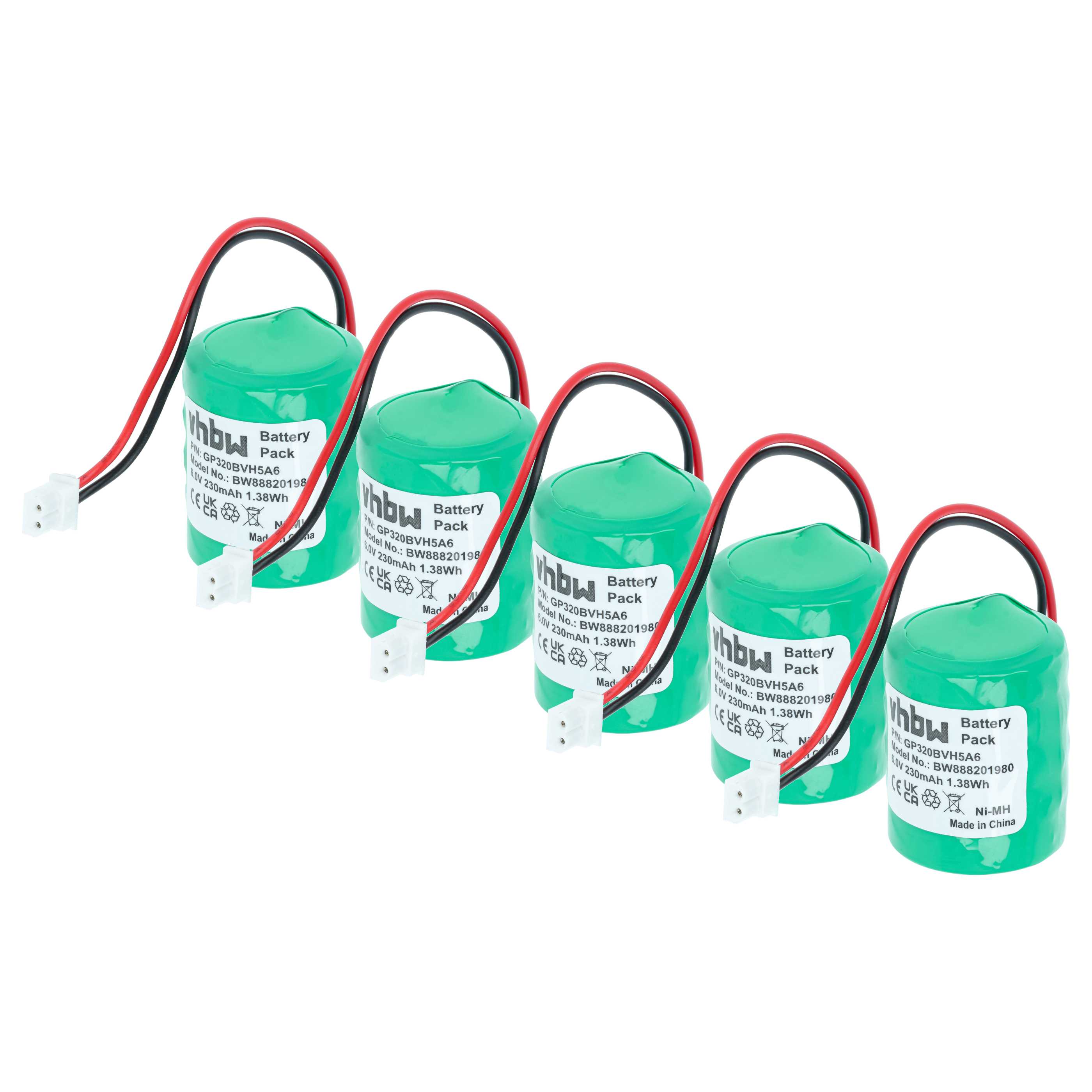 Alarm System 5x Battery replaces Honeywell GP250BVH5A6, CP300H, GP320BVH5A6 - 230 mAh 6 V NiMH