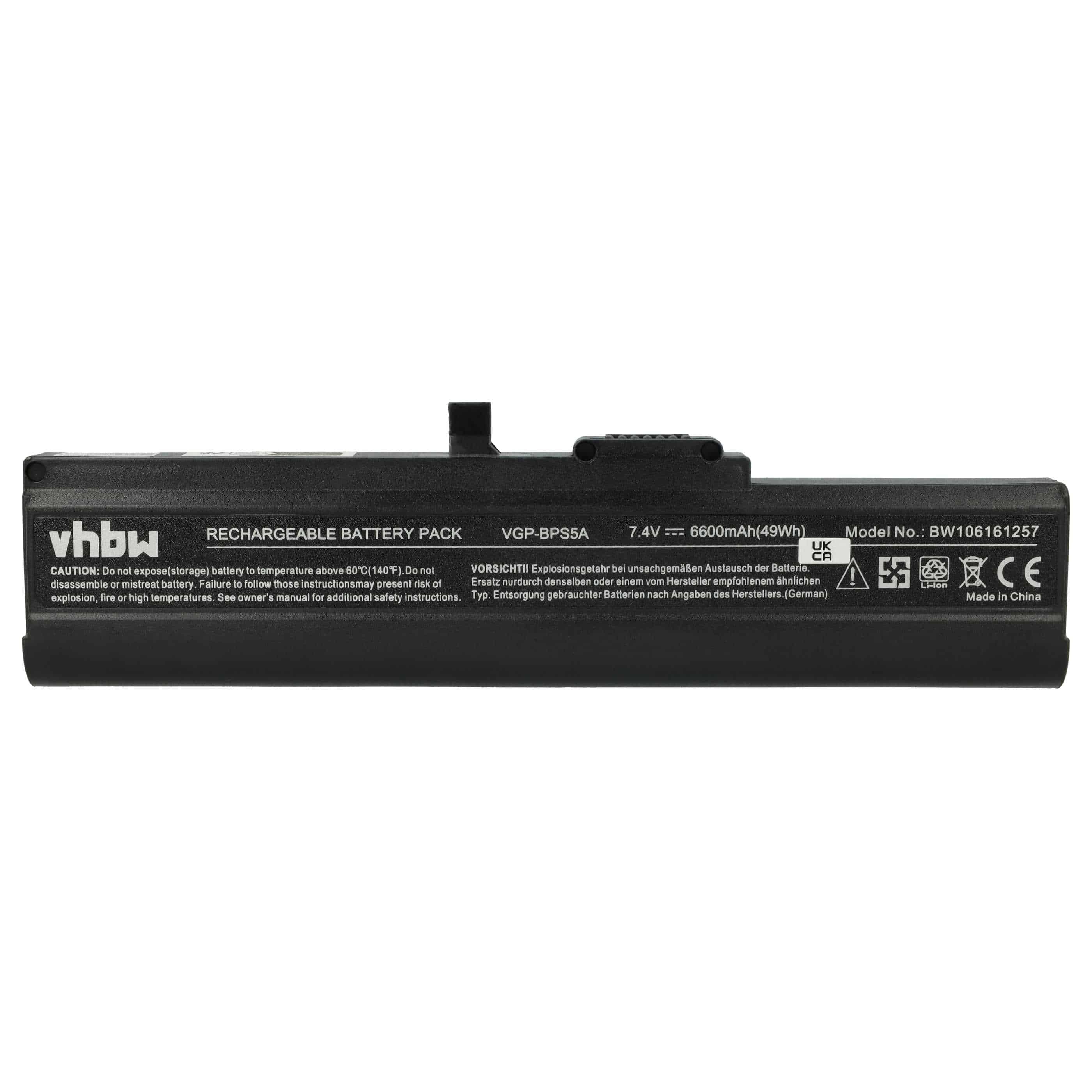 Akumulator do laptopa zamiennik Sony VGP-BPS5, VGP-BPL5, VGP-BPL5A, VGP-BPS5A - 6600 mAh 7,4 V Li-Ion, czarny