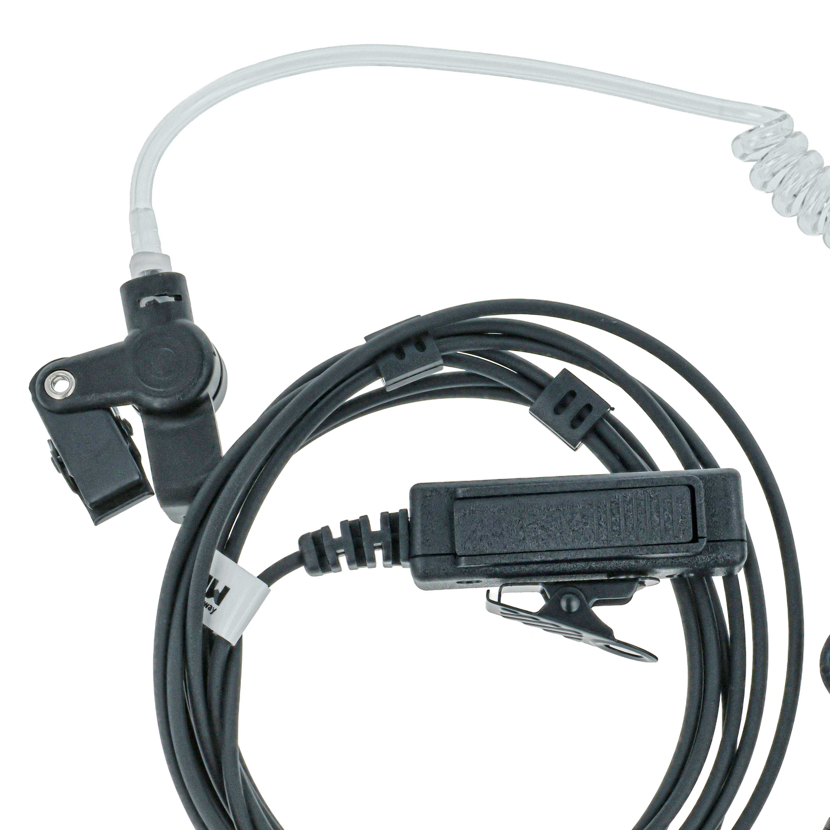 Security Radio Headset suitable for Kenwood TK-2140E - with PTT Microphone + Clip Mount + Phono Cable