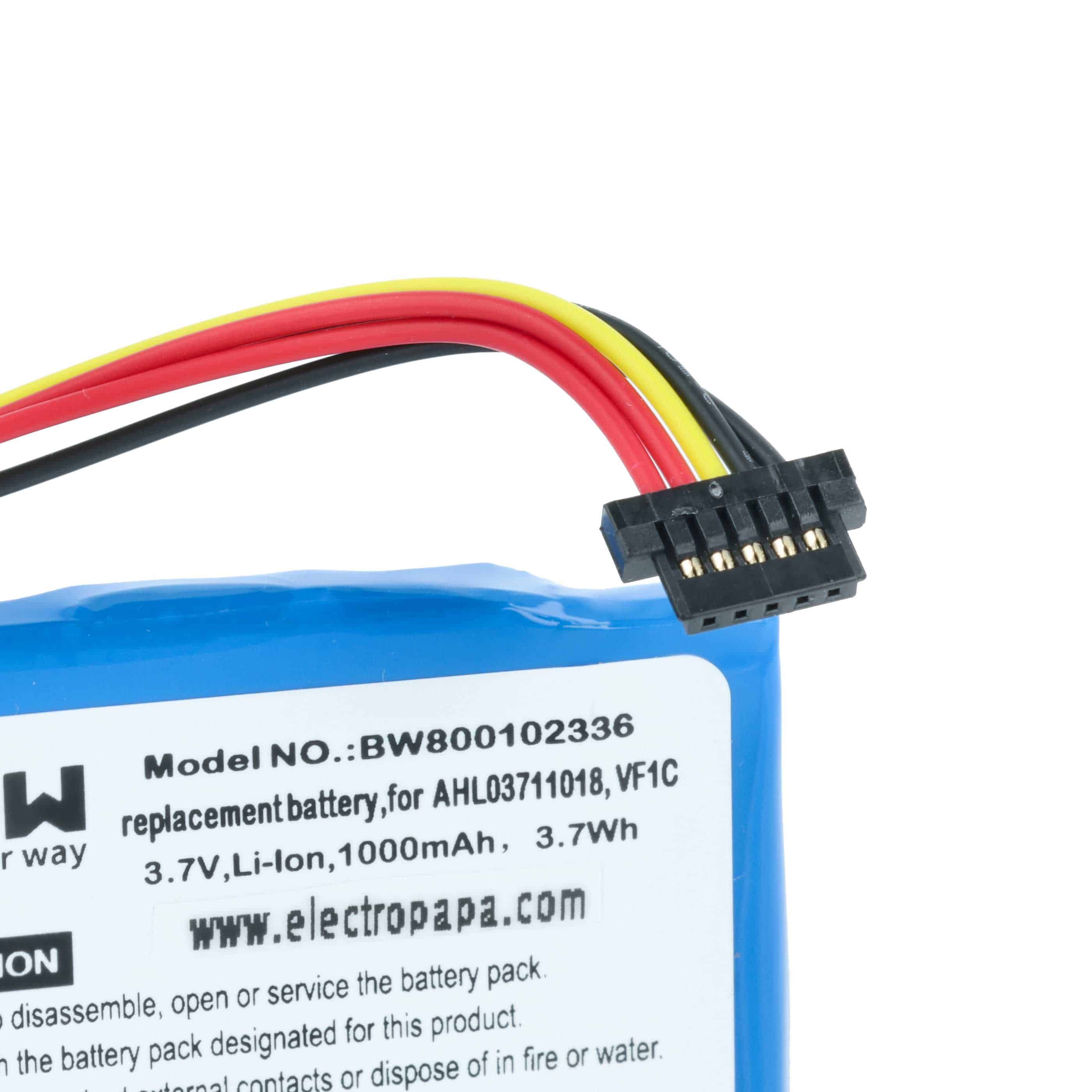 Akumulator do nawigacji GPS zamiennik TomTom AHL03711018, VF1C, AHL03711022, 4CQ02 - 1000 mAh 3,7 V Li-Ion