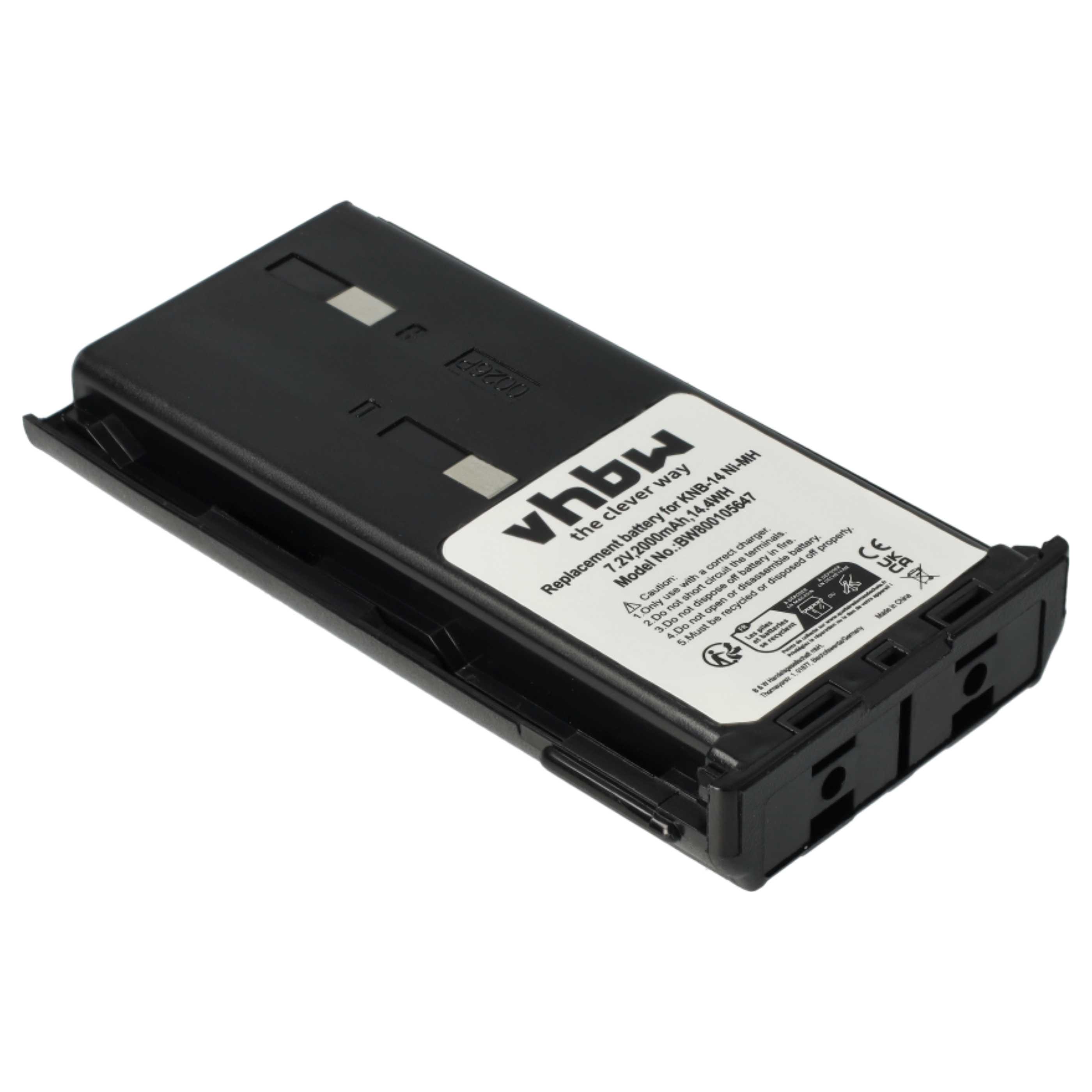 2x Batteria sostituisce Bidatong BD-15-L per dispositivo radio - 2000mAh 7,2V NiMH