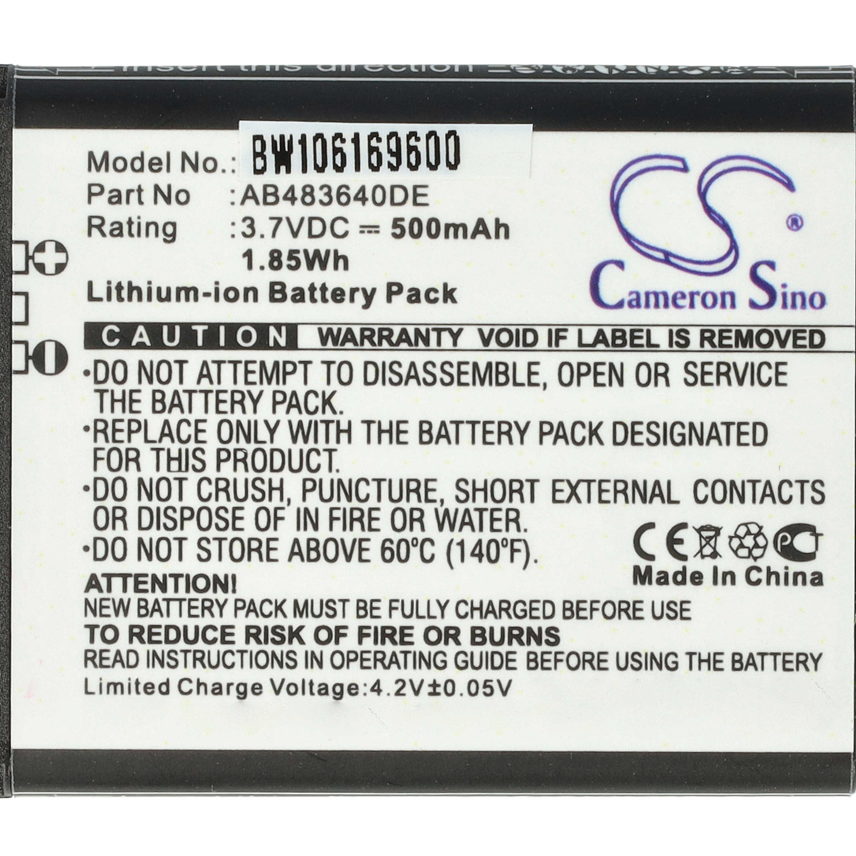 Akumulator bateria do telefonu smartfona zam. Samsung AB483640DE - 650mAh, 3,7V, Li-Ion